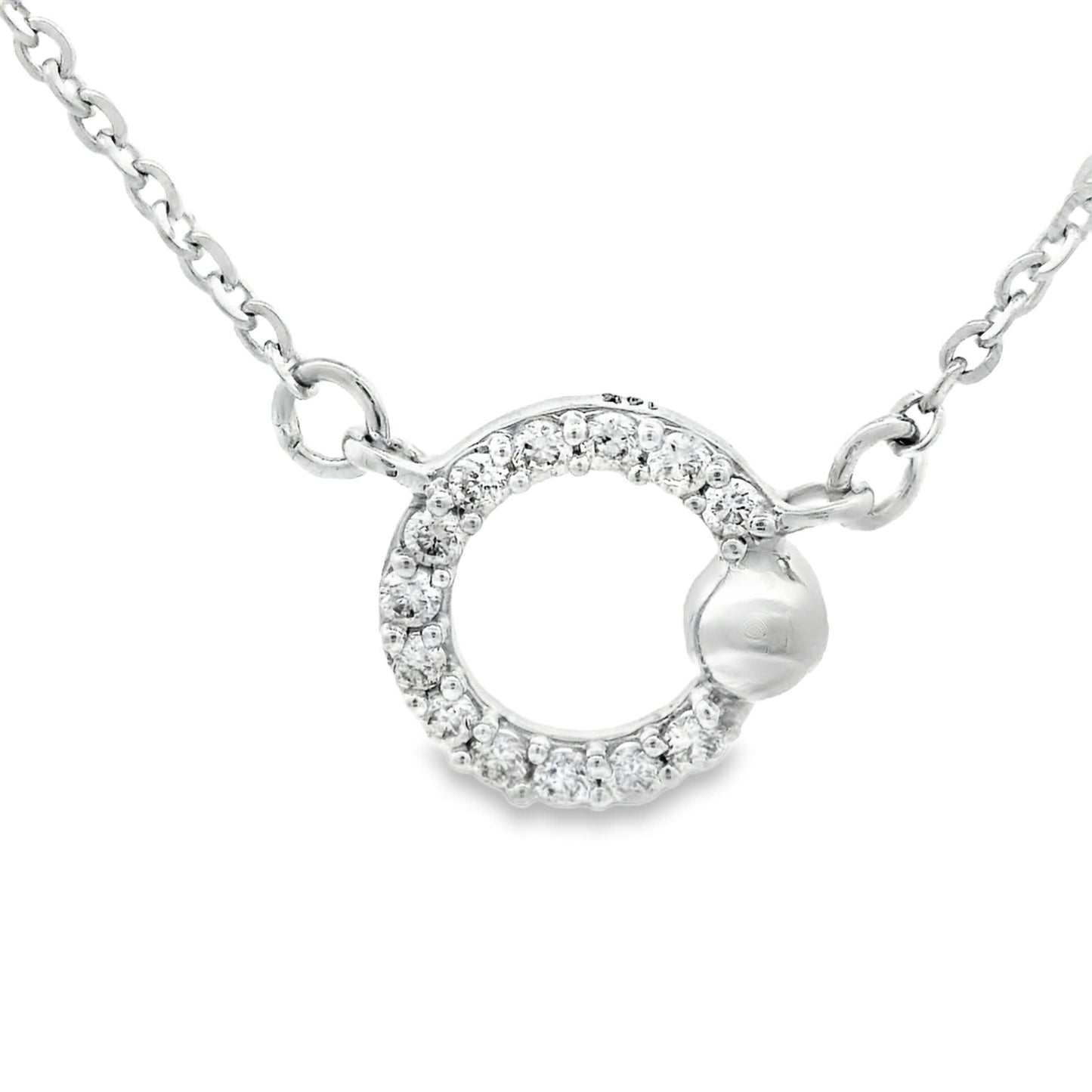 14K White Gold Circle Round Pendant