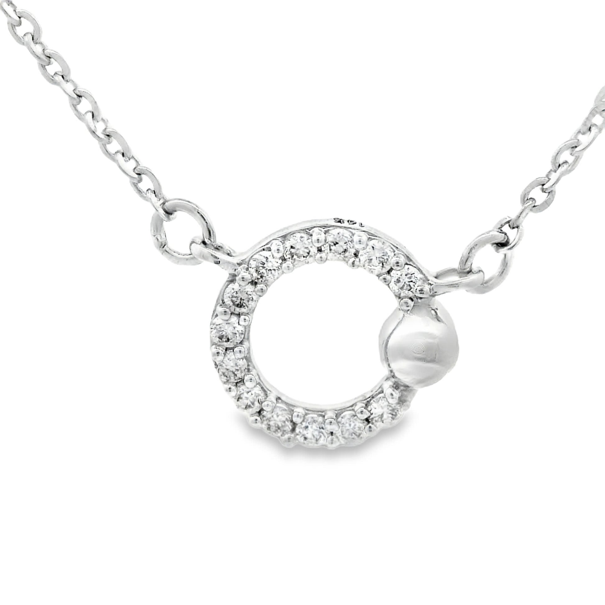 14K White Gold Circle Round Pendant