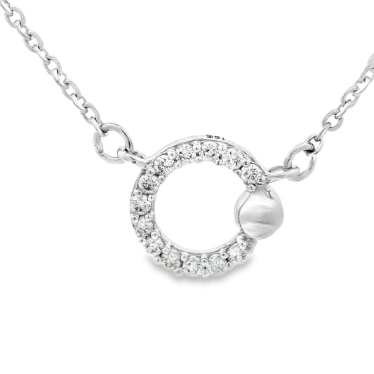 14K White Gold Circle Round Pendant