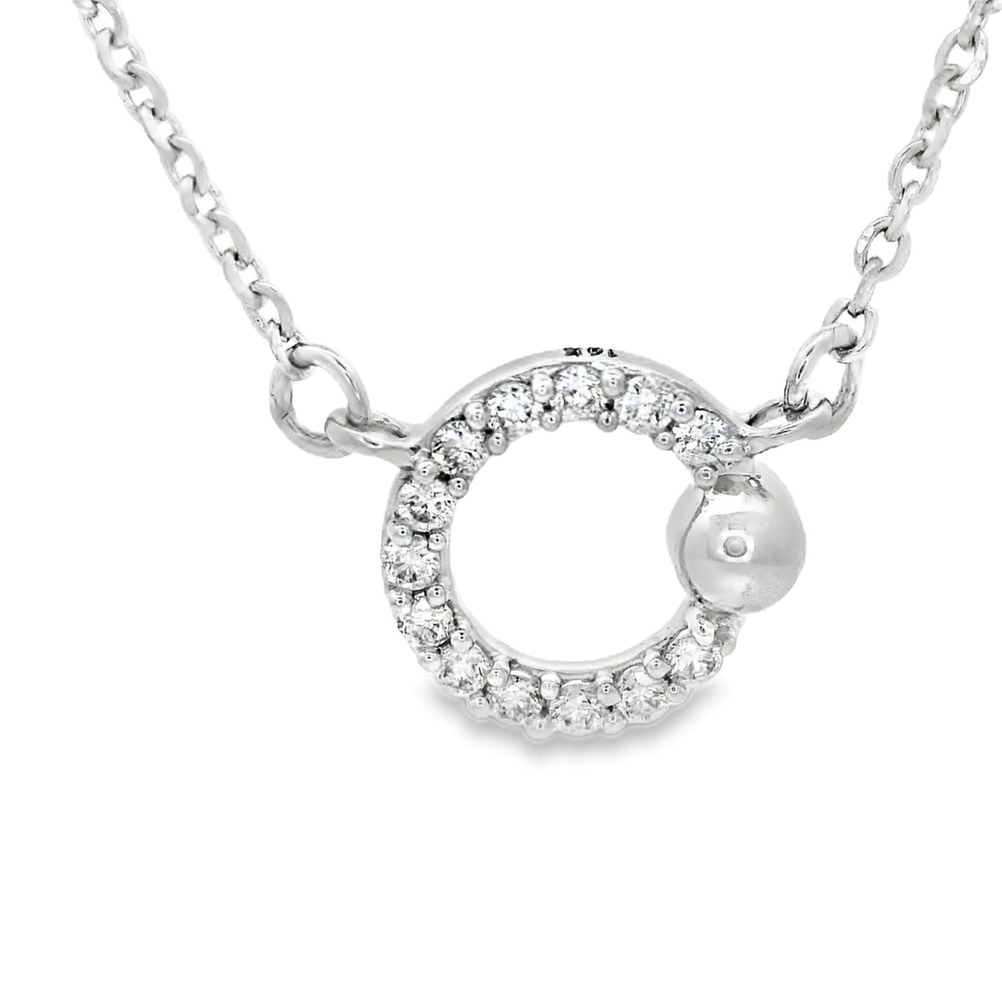 14K White Gold Circle Round Pendant