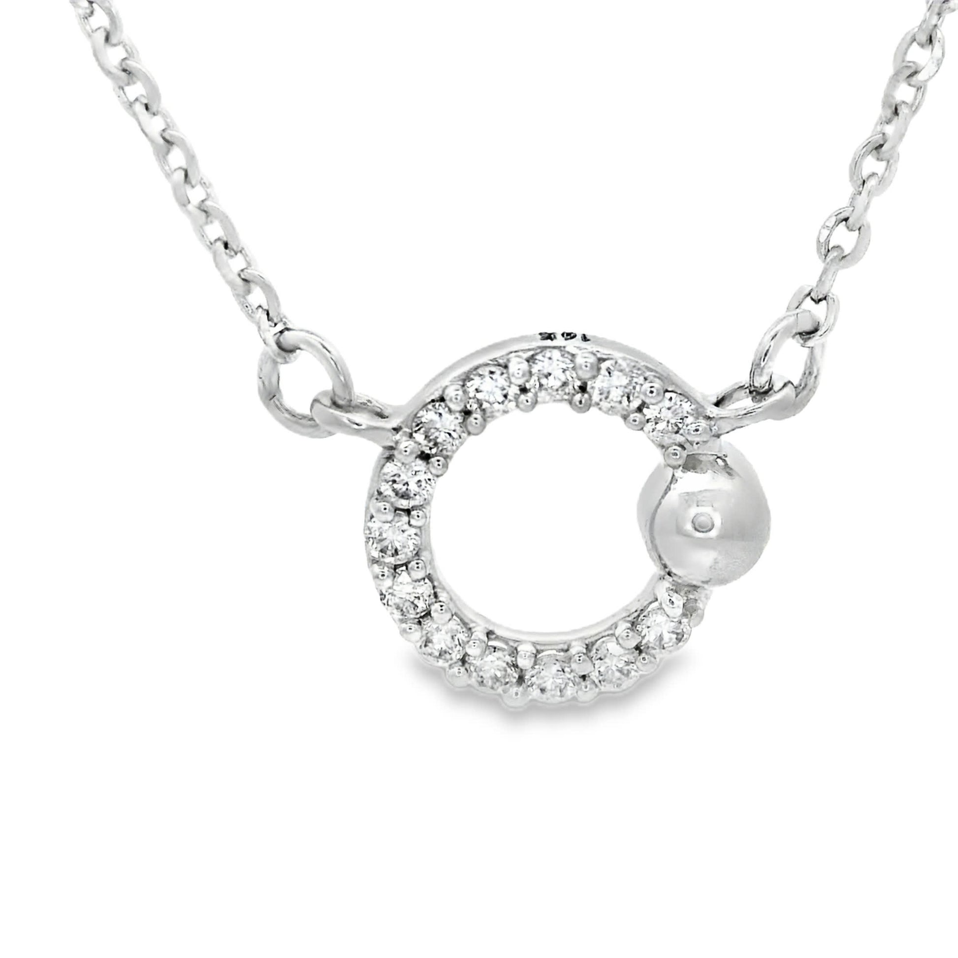14K White Gold Circle Round Pendant