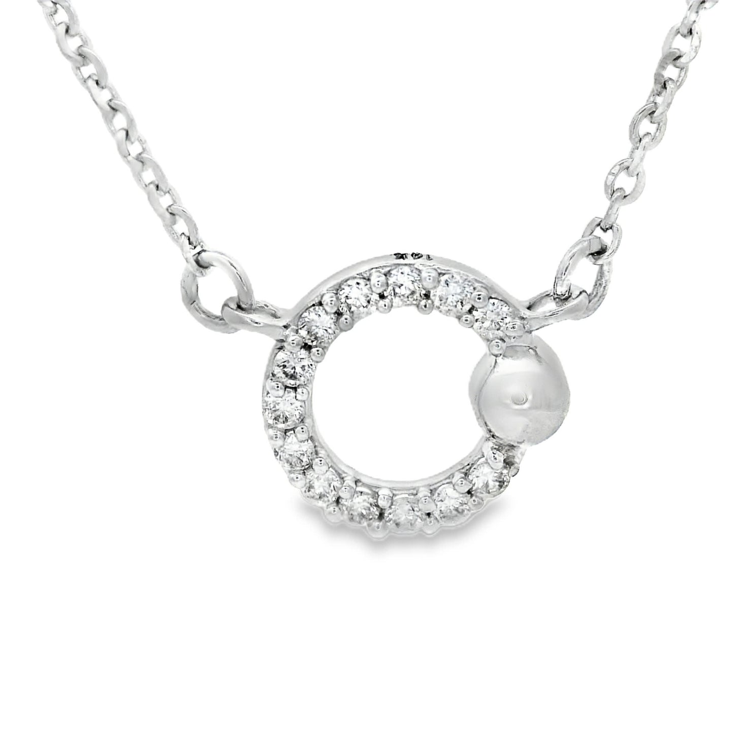 14K White Gold Circle Round Pendant