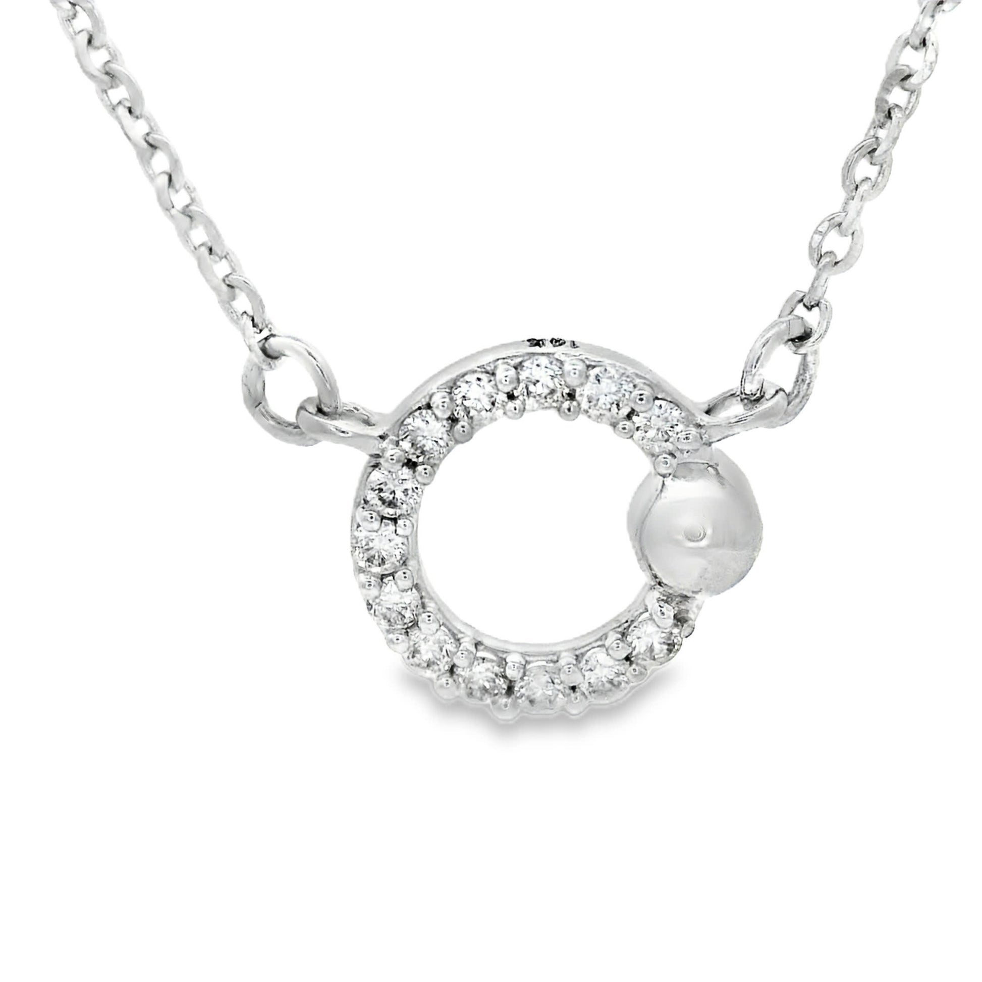 14K White Gold Circle Round Pendant