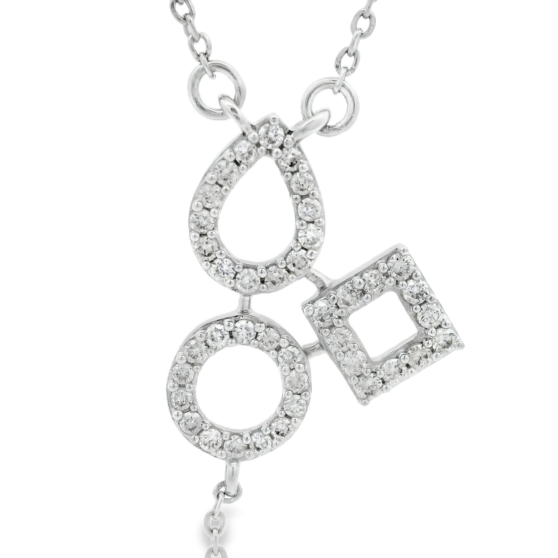 14K White Gold 3-Shape Pendant