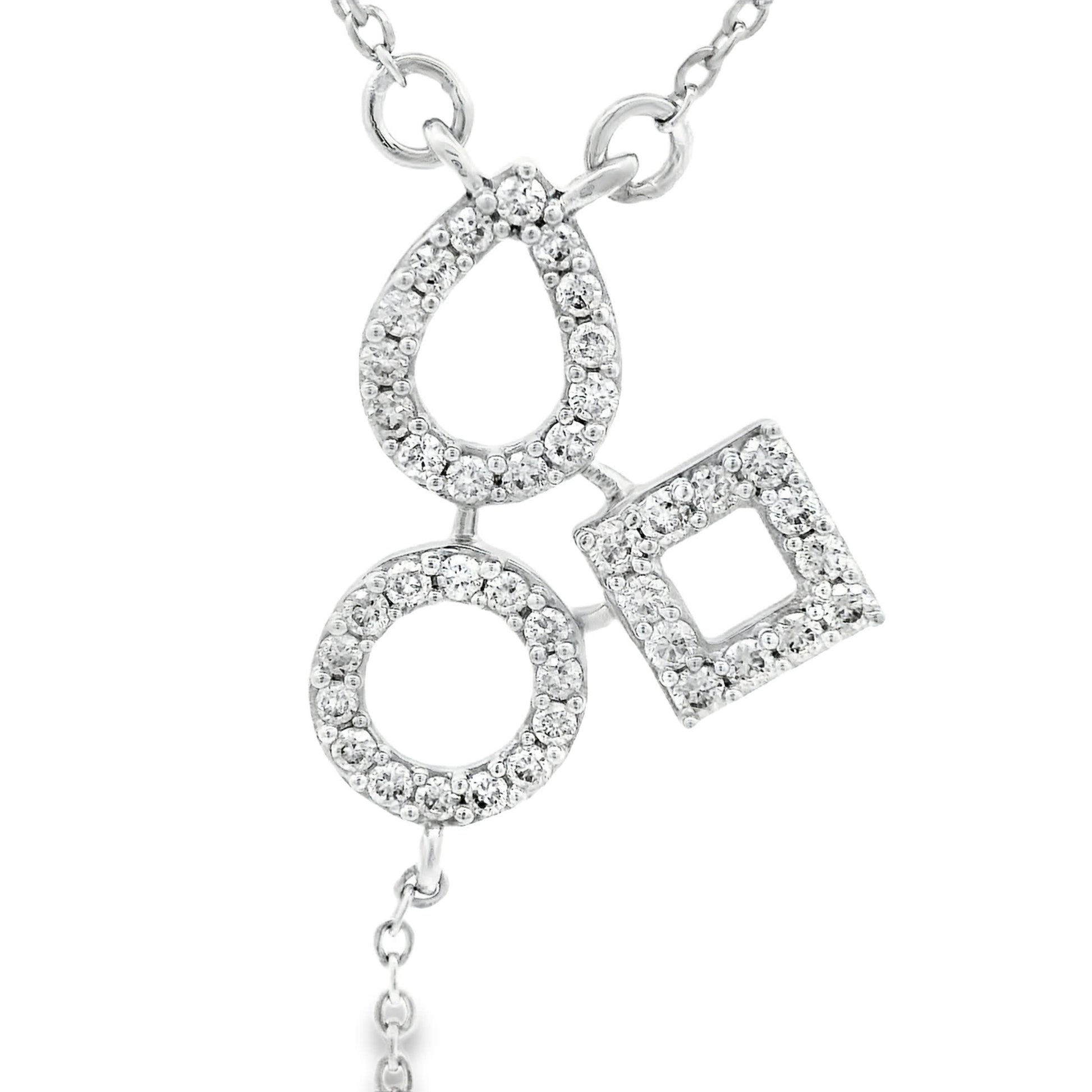 14K White Gold 3-Shape Pendant