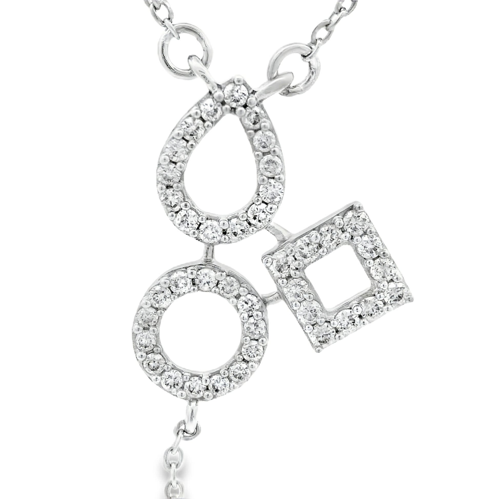 14K White Gold 3-Shape Pendant