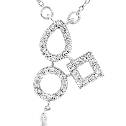 14K White Gold 3-Shape Pendant