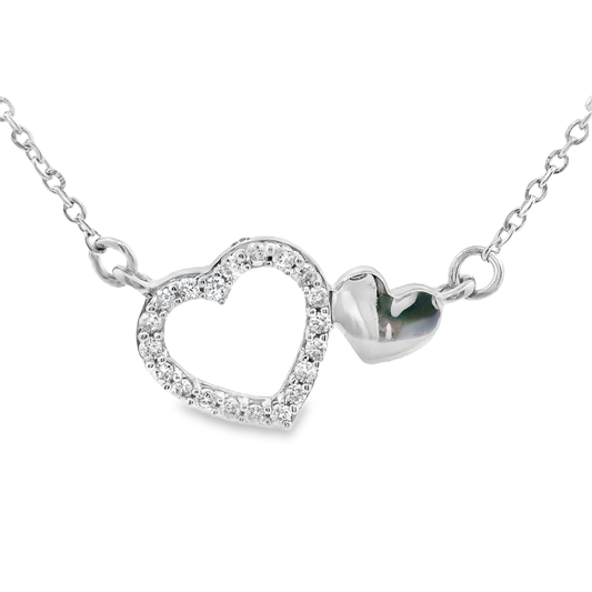 0.09ct Heart Diamond Pendant in 14K White Gold