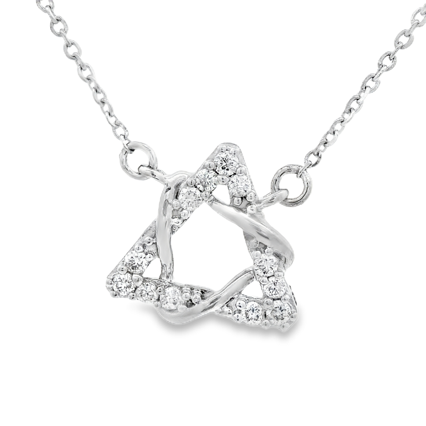 0.12ct Twisted Diamond Pendant in 14K White Gold