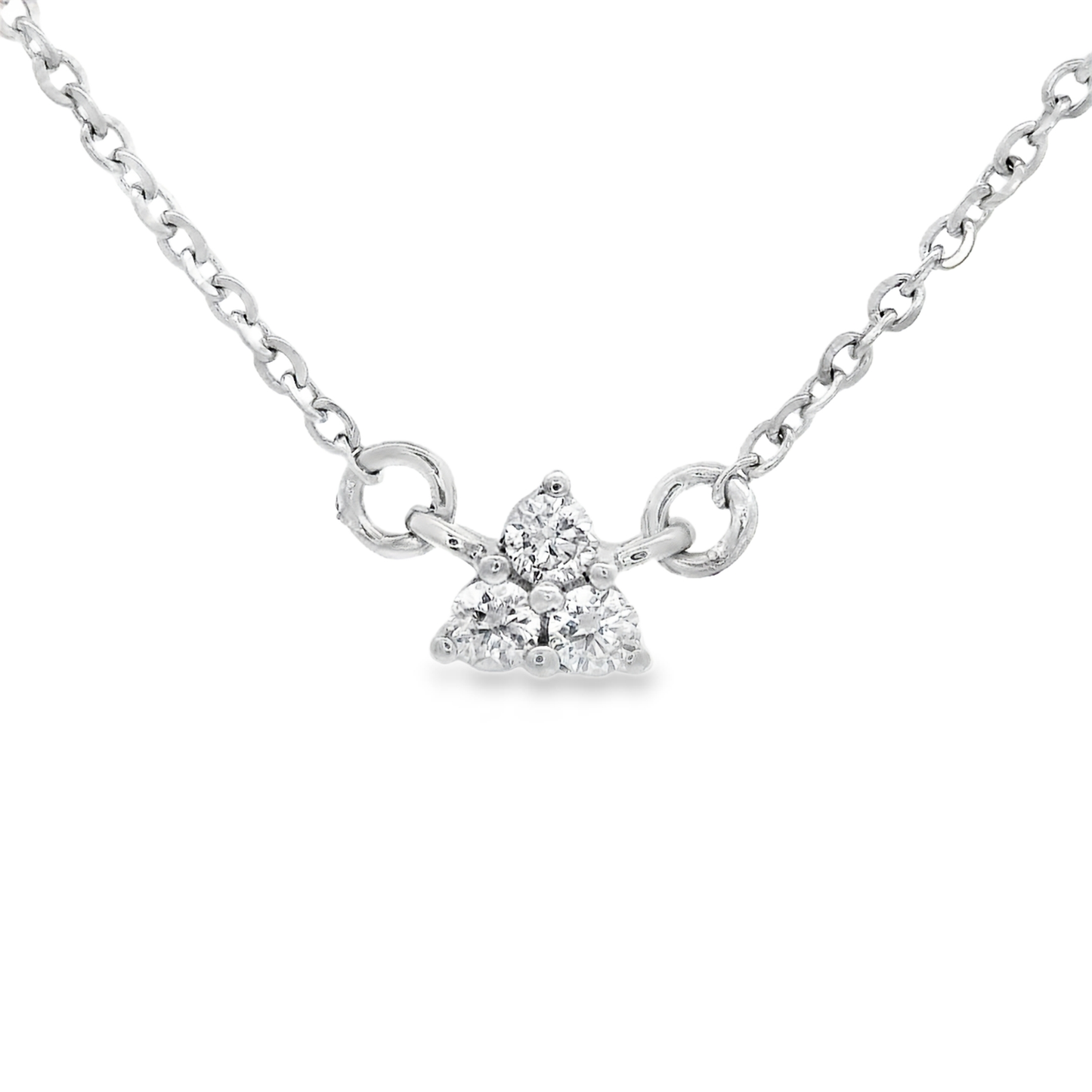 0.06ct Three-Stone Diamond Pendant in 14K White Gold