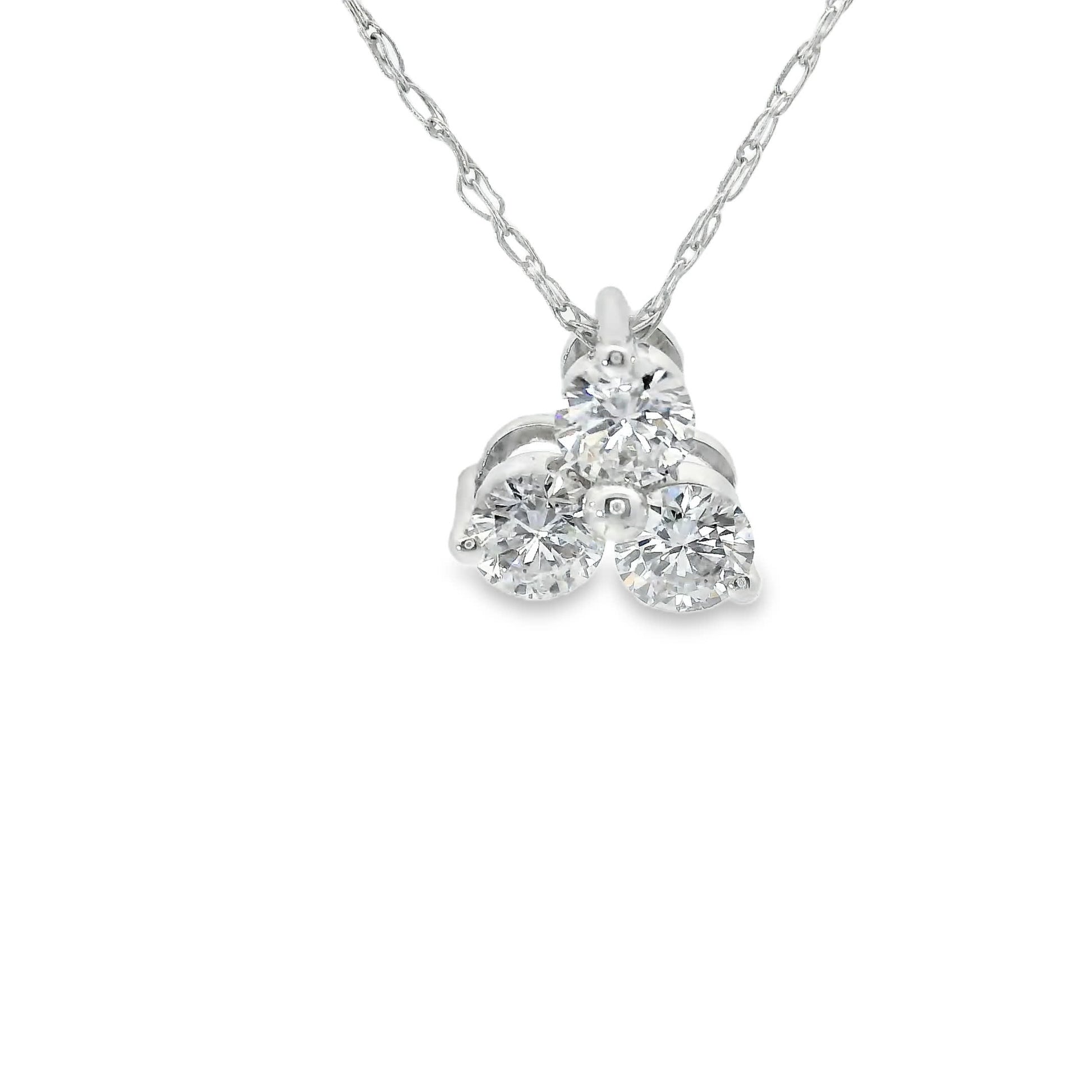 14K Gold - Three Diamonds Triangle Shape Pendant 0.33 Carat