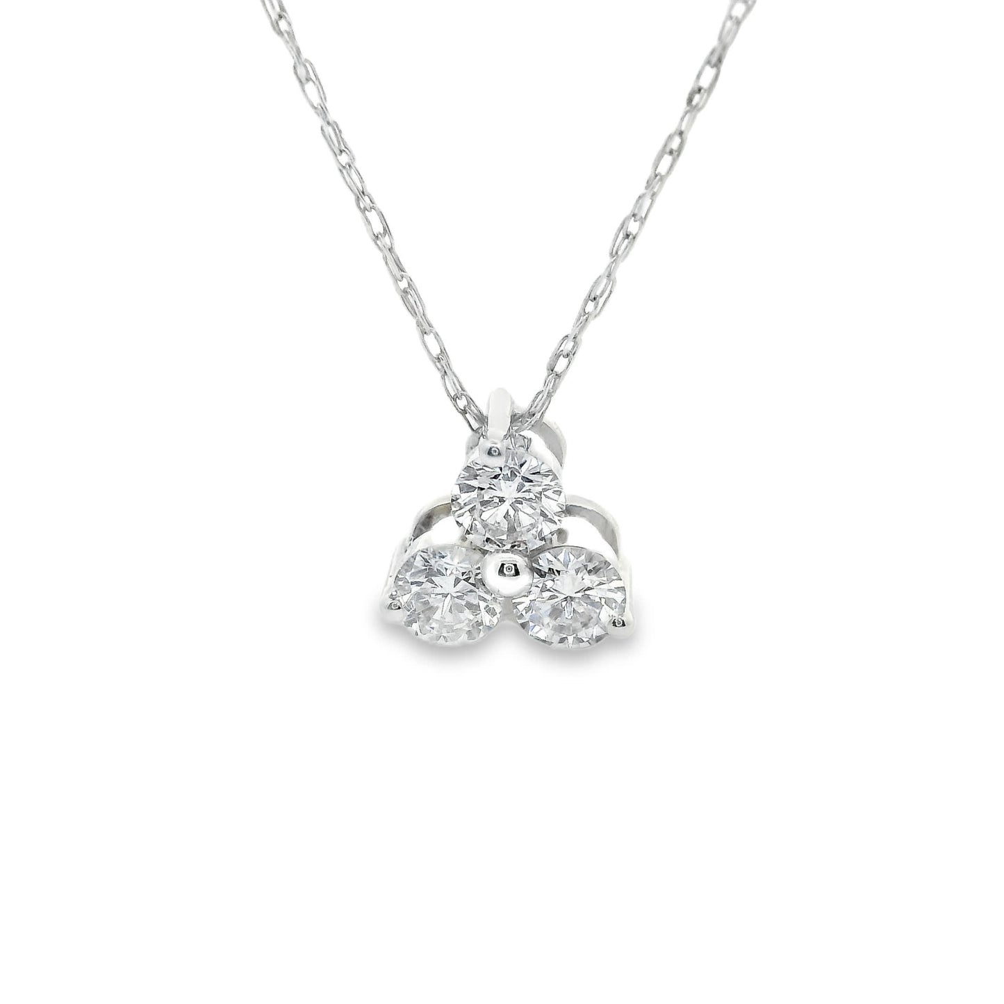 14K Gold - Three Diamonds Triangle Shape Pendant 0.33 Carat