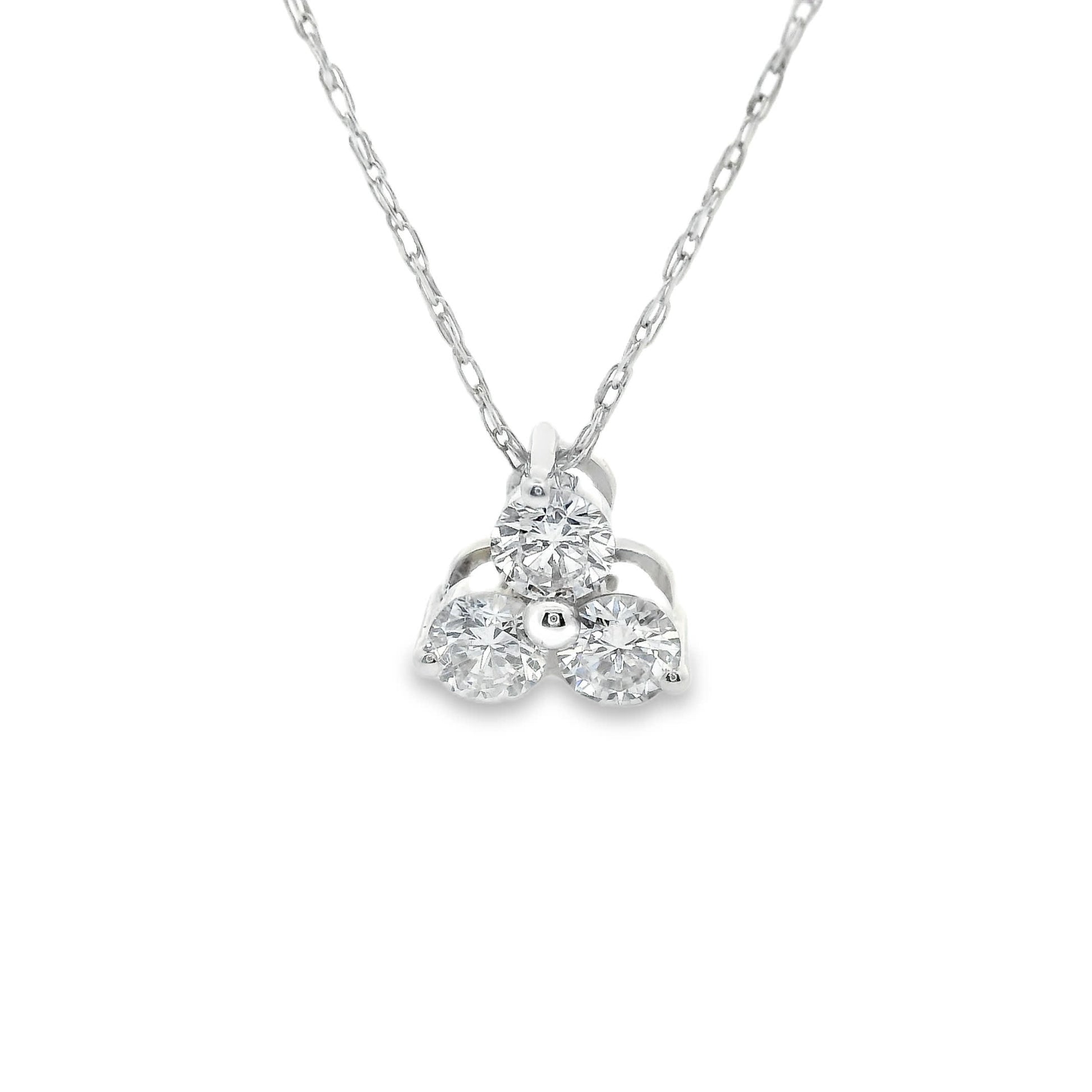 14K Gold - Three Diamonds Triangle Shape Pendant 0.33 Carat