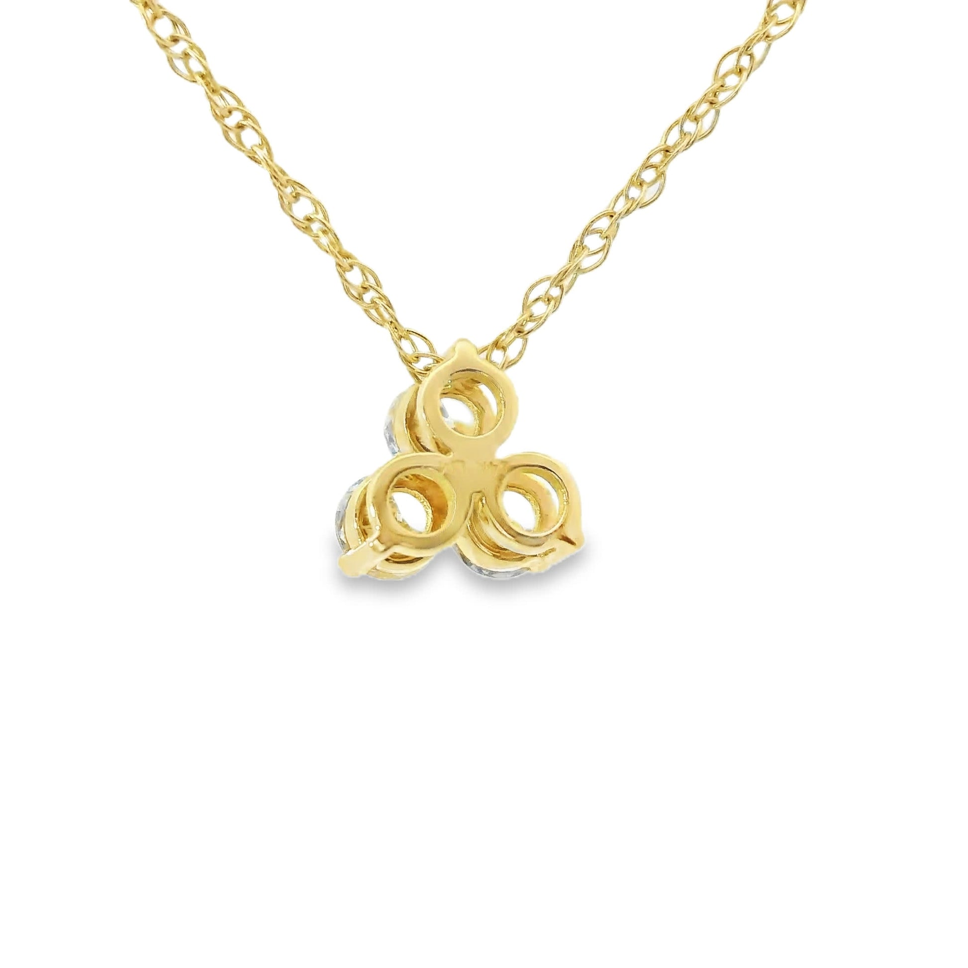14K Gold - Three Diamonds Triangle Shape Pendant 0.33 Carat
