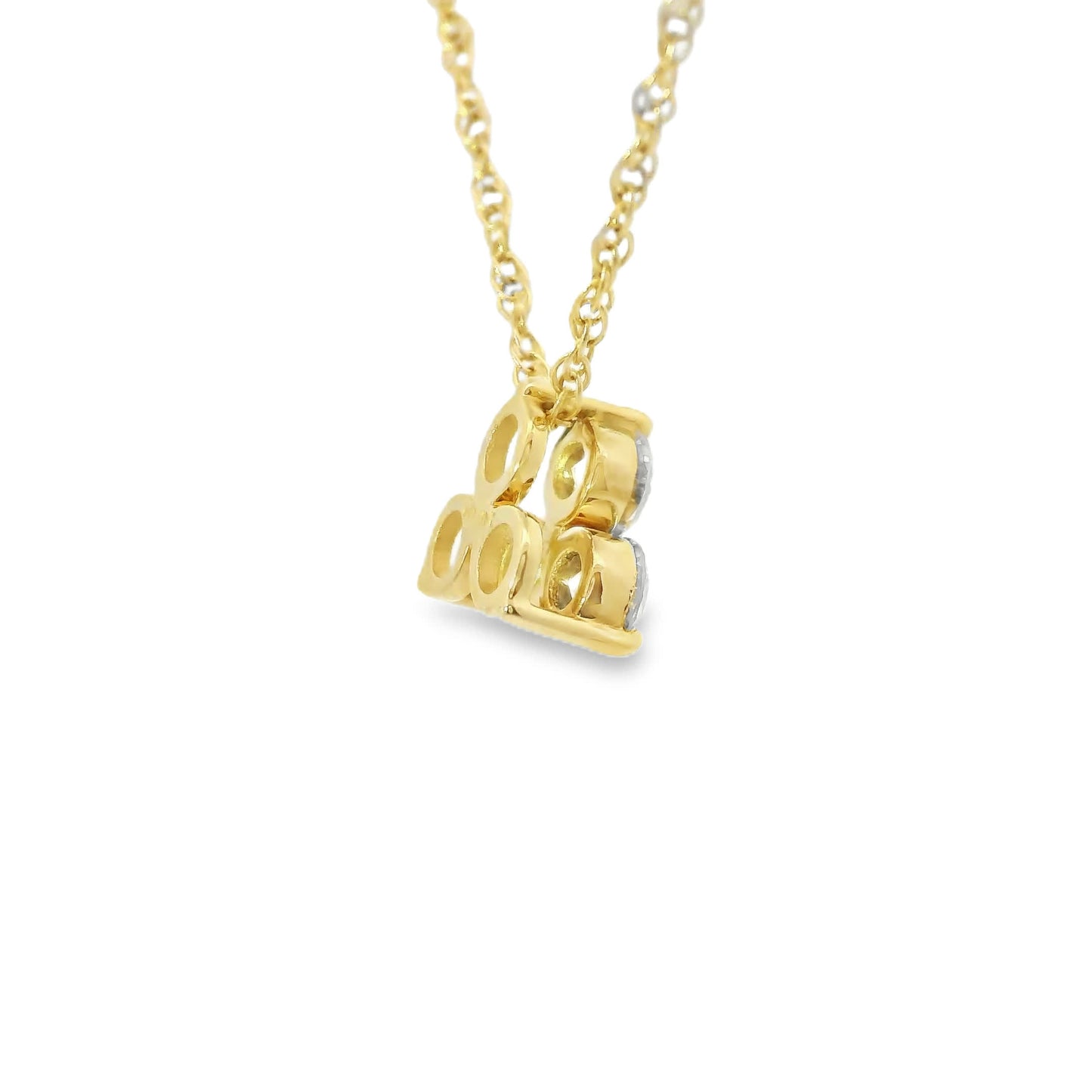 14K Gold - Three Diamonds Triangle Shape Pendant 0.33 Carat