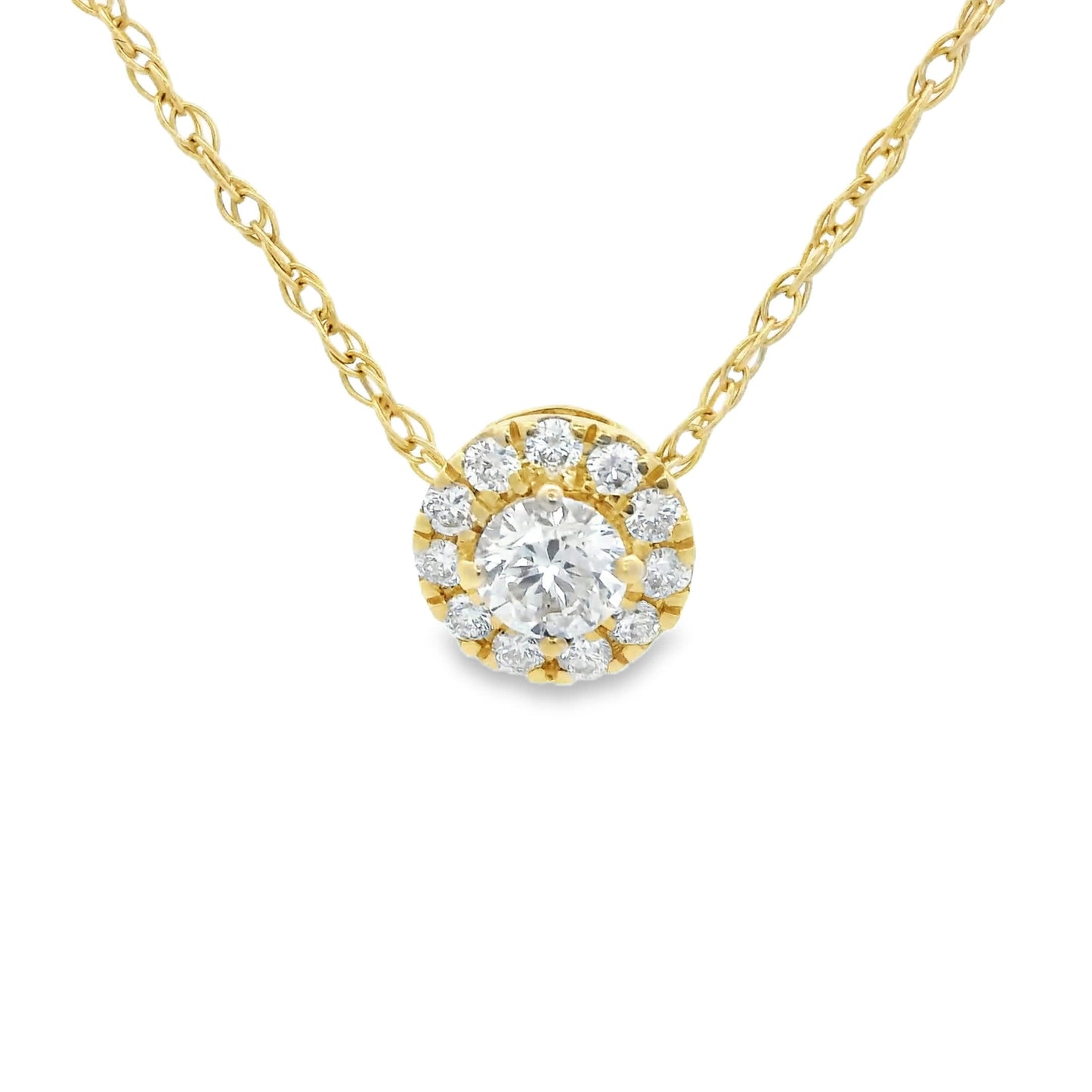 .25 Carats Lab-Grown Diamond Halo Pendant in 14k Diamond Gold