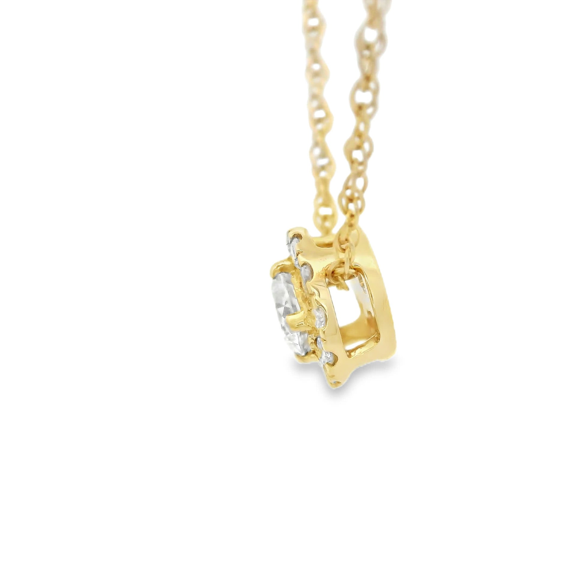 .25 Carats Lab-Grown Diamond Halo Pendant in 14k Diamond Gold