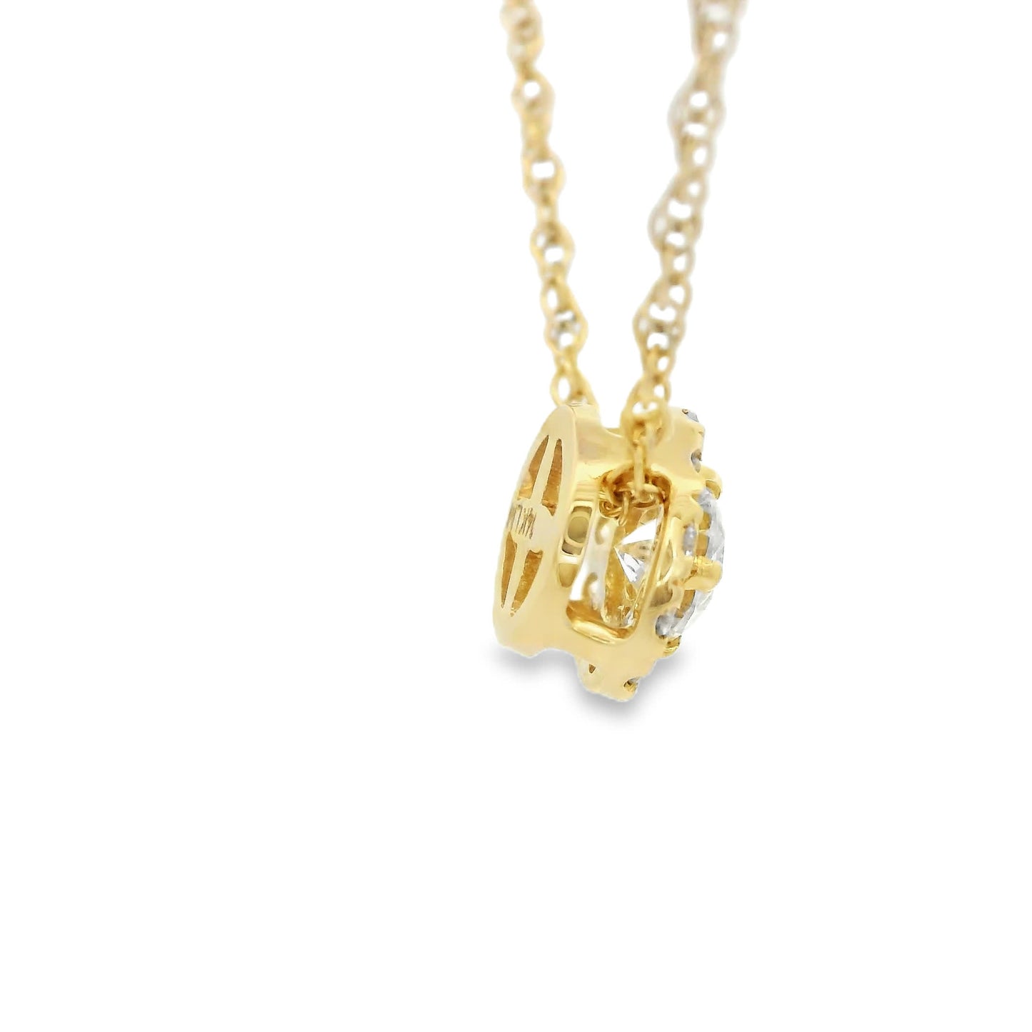 .25 Carats Lab-Grown Diamond Halo Pendant in 14k Diamond Gold