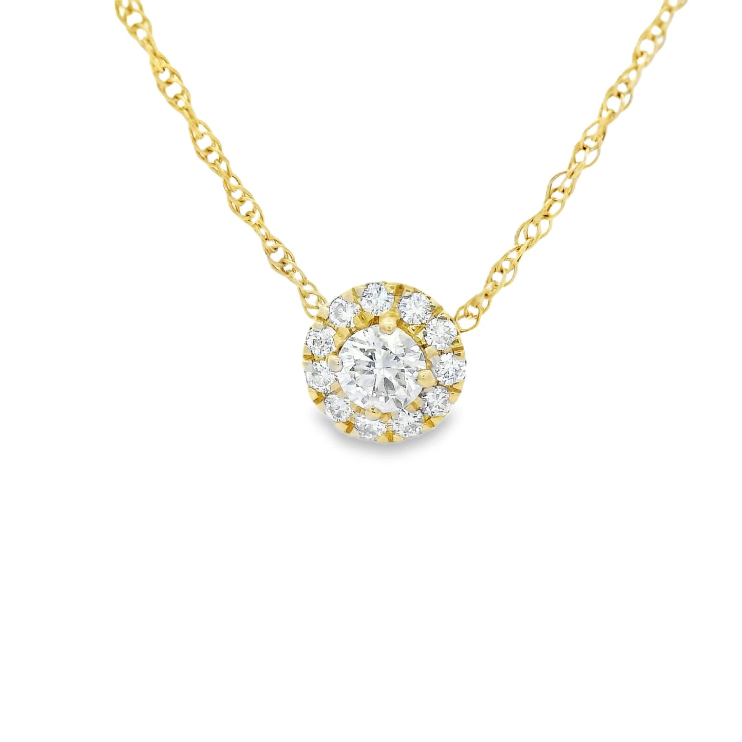 .25 Carats Lab-Grown Diamond Halo Pendant in 14k Diamond Gold