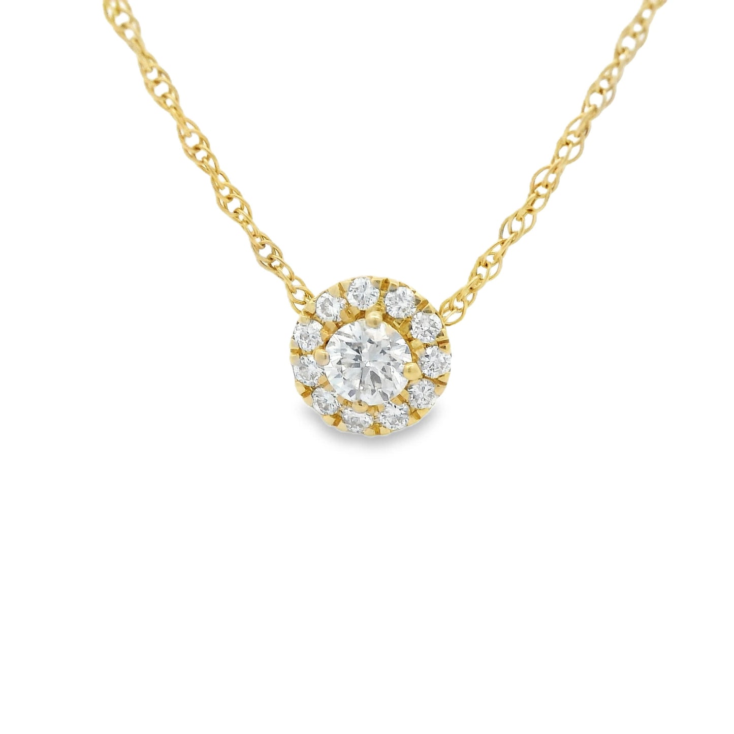 .25 Carats Lab-Grown Diamond Halo Pendant in 14k Diamond Gold