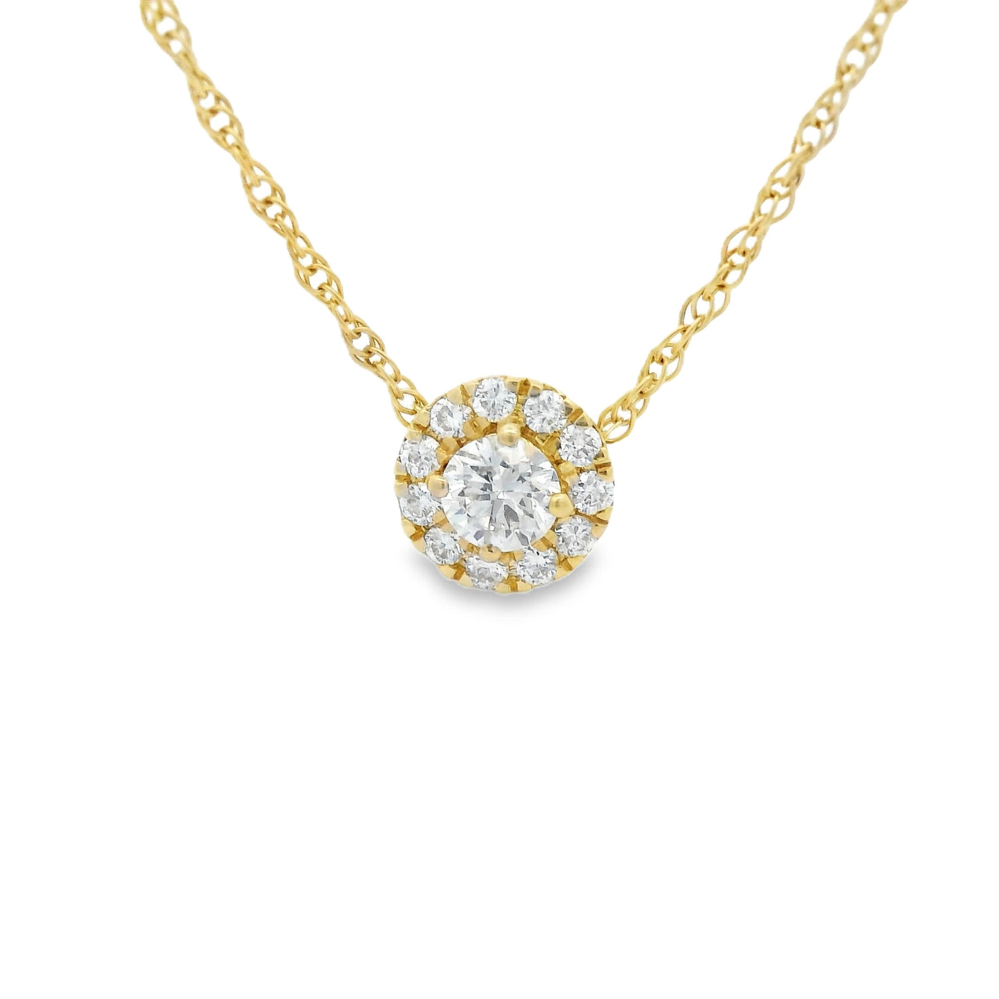 .25 Carats Lab-Grown Diamond Halo Pendant in 14k Diamond Gold