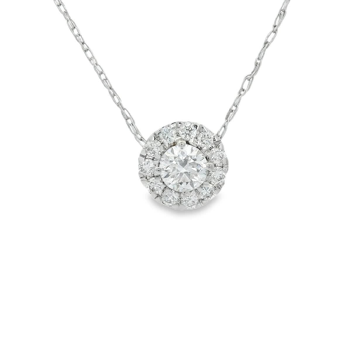 .25 Carats Lab-Grown Diamond Halo Pendant in 14k Diamond Gold