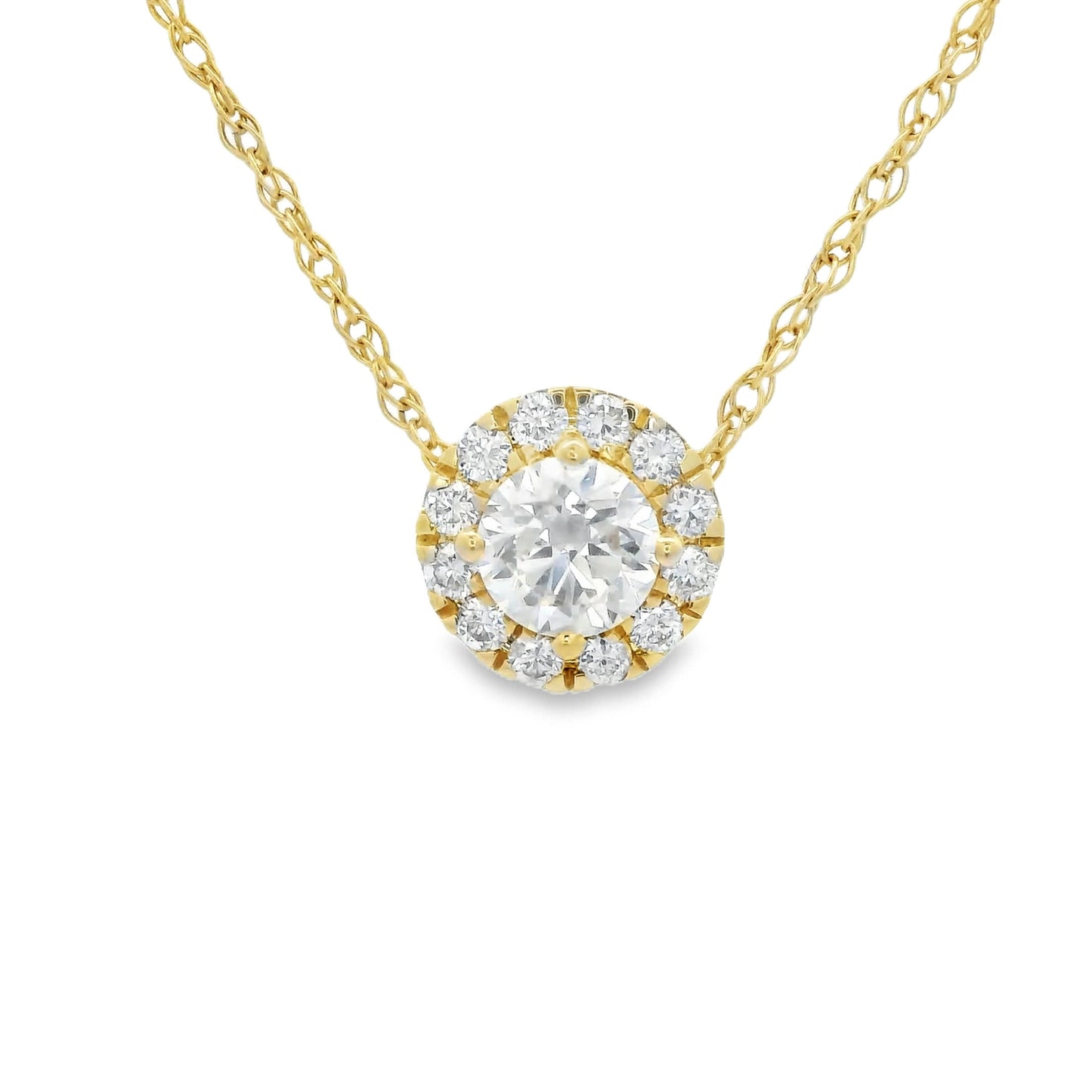 Lab-Created Diamond 14K Gold Halo Pendant 1/2 Carats