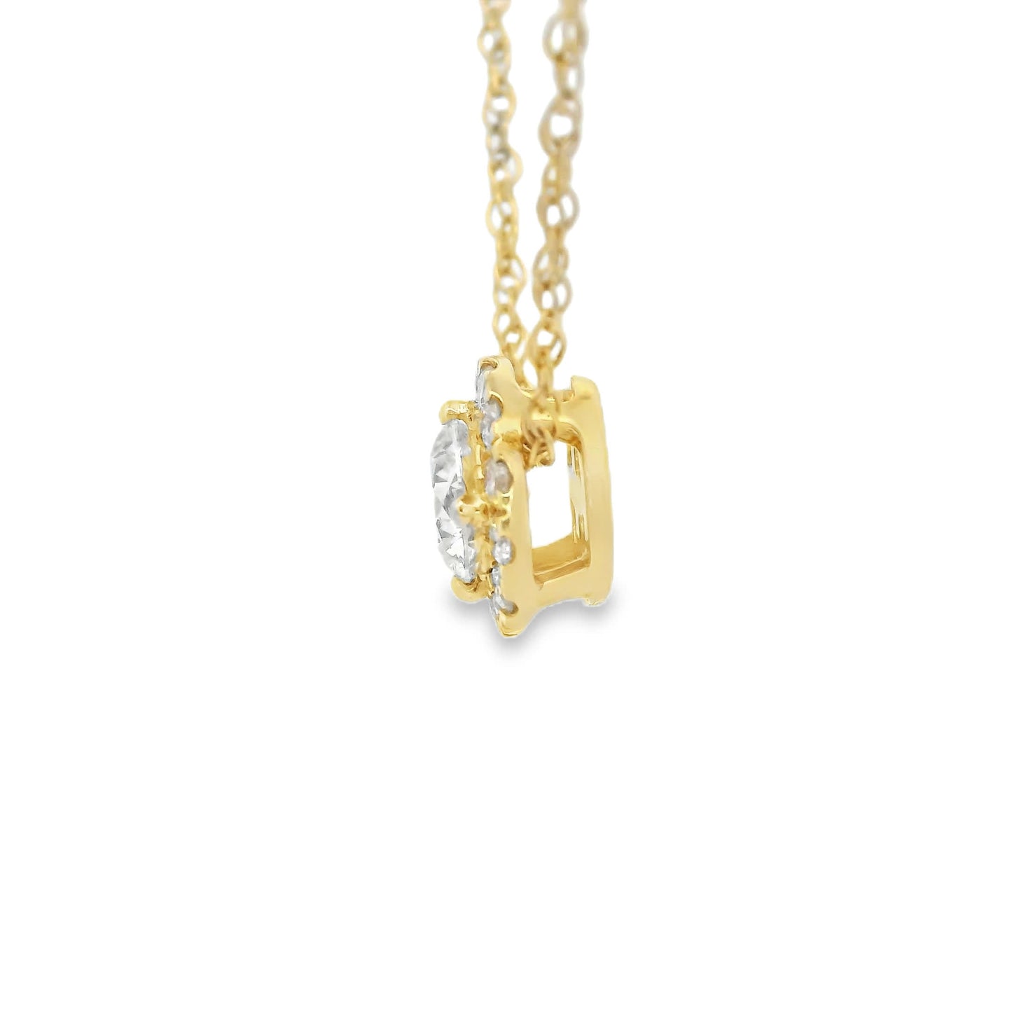 Lab-Created Diamond 14K Gold Halo Pendant 1/2 Carats