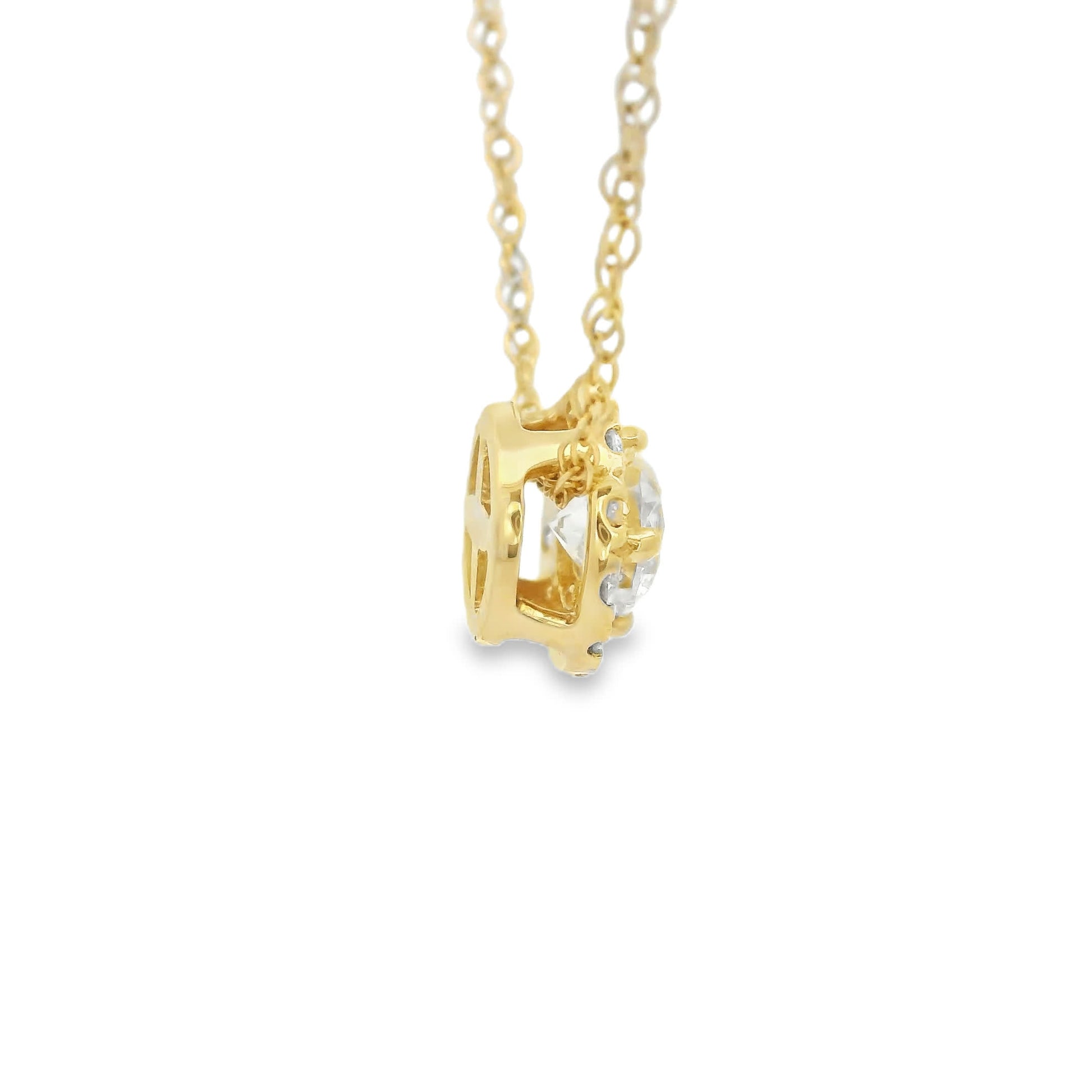 Lab-Created Diamond 14K Gold Halo Pendant 1/2 Carats