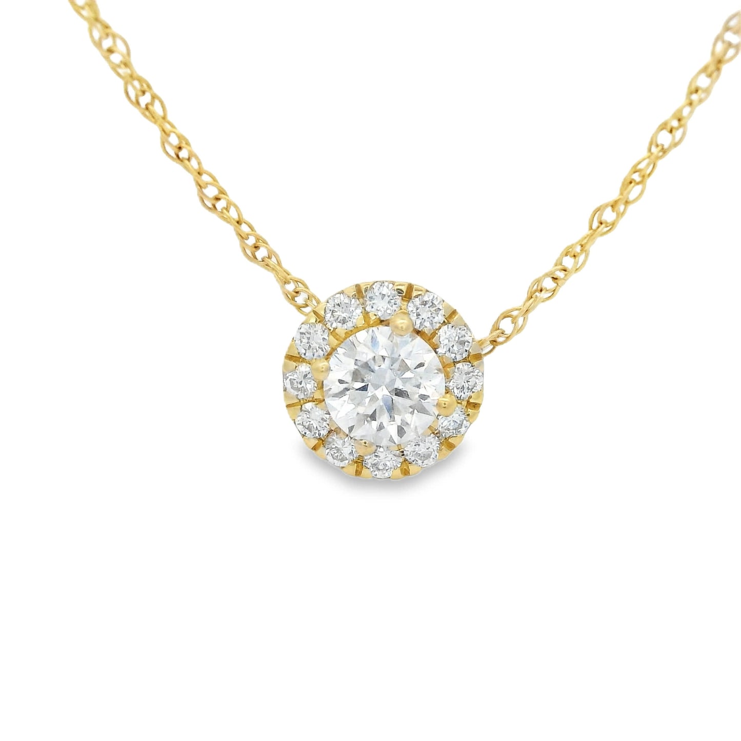 Lab-Created Diamond 14K Gold Halo Pendant 1/2 Carats