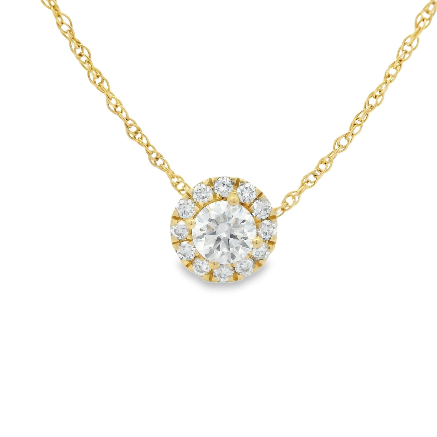 Lab-Created Diamond 14K Gold Halo Pendant 1/2 Carats
