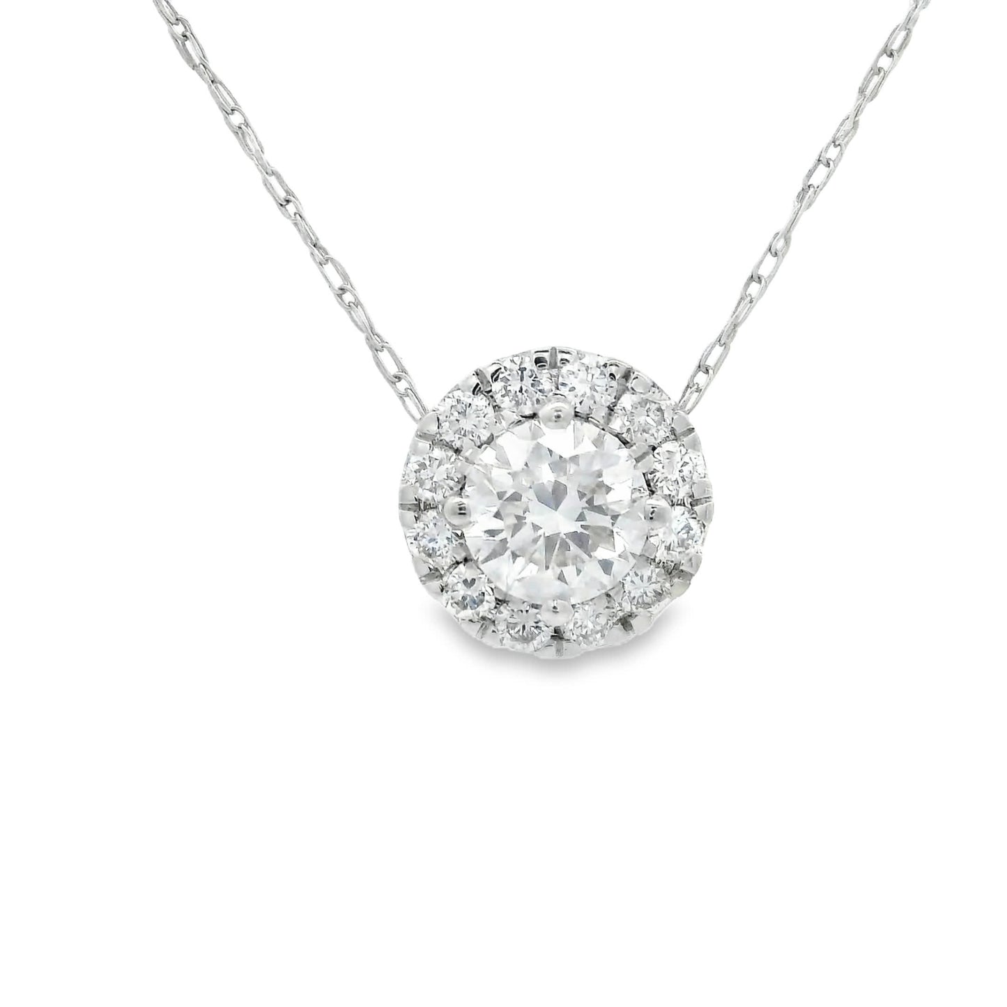 Lab-Created Diamond 14K Gold Halo Pendant 1/2 Carats