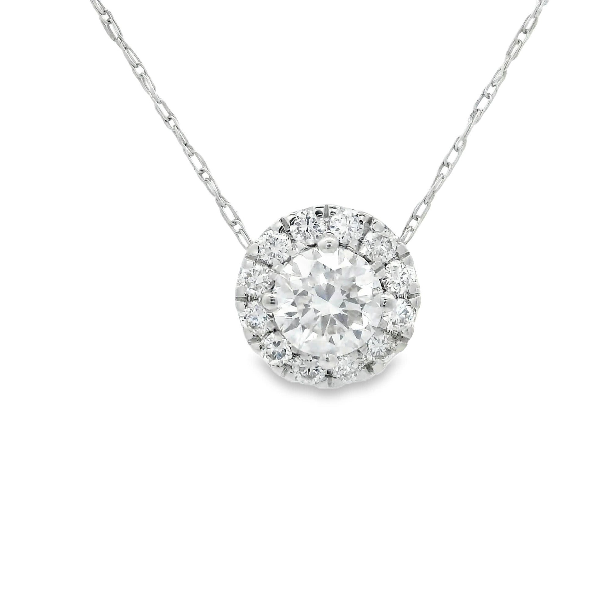 Lab-Created Diamond 14K Gold Halo Pendant 1/2 Carats