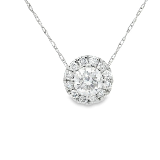 Lab-Created Diamond 14K Gold Halo Pendant 1/2 Carats