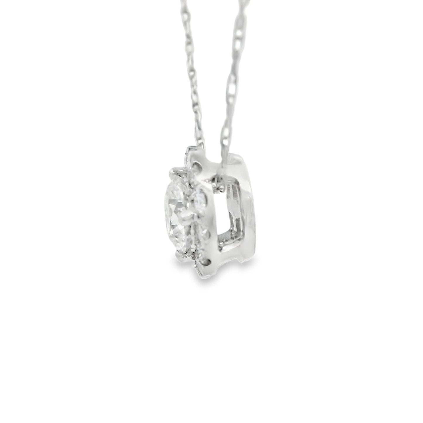 Lab-Created Diamond 14K Gold Halo Pendant 1/2 Carats