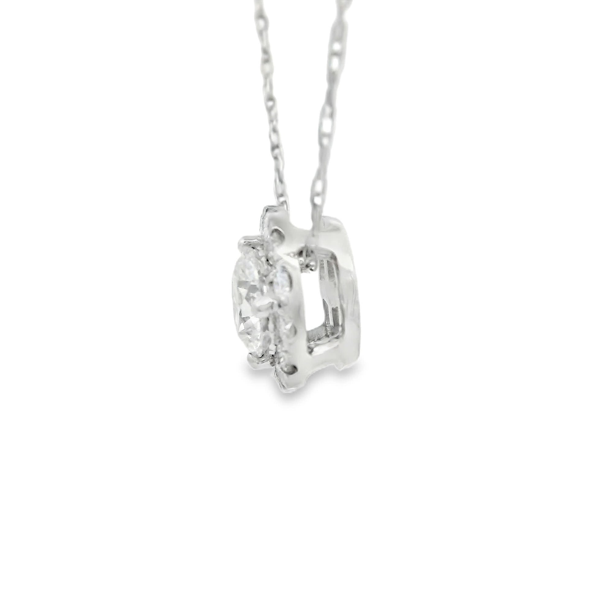Lab-Created Diamond 14K Gold Halo Pendant 1/2 Carats