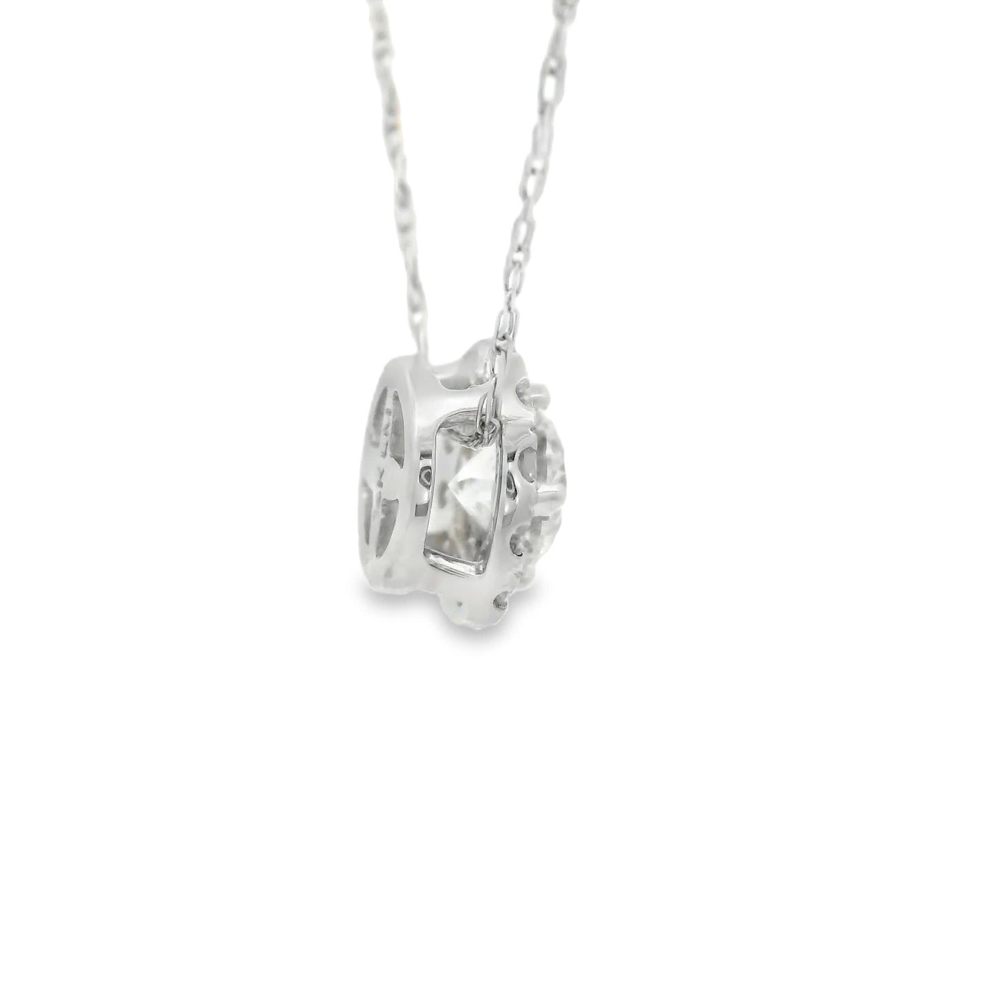 Lab-Created Diamond 14K Gold Halo Pendant 1/2 Carats