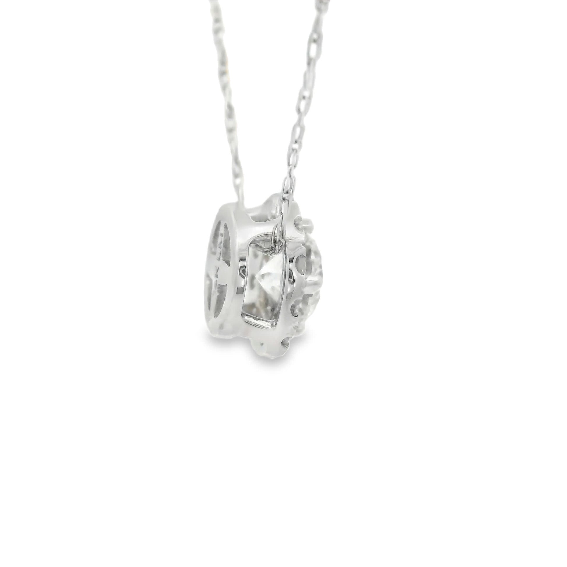 Lab-Created Diamond 14K Gold Halo Pendant 1/2 Carats