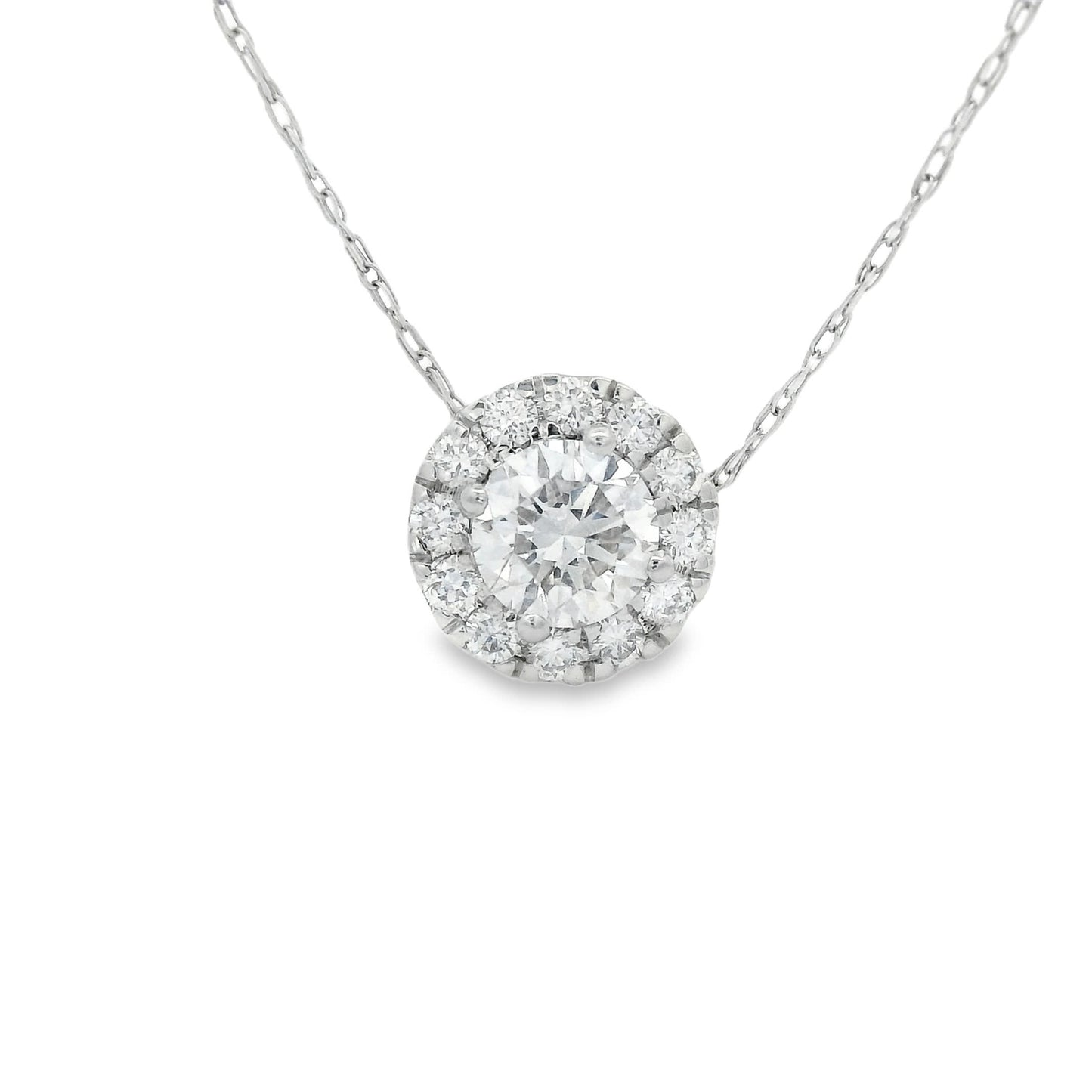 Lab-Created Diamond 14K Gold Halo Pendant 1/2 Carats