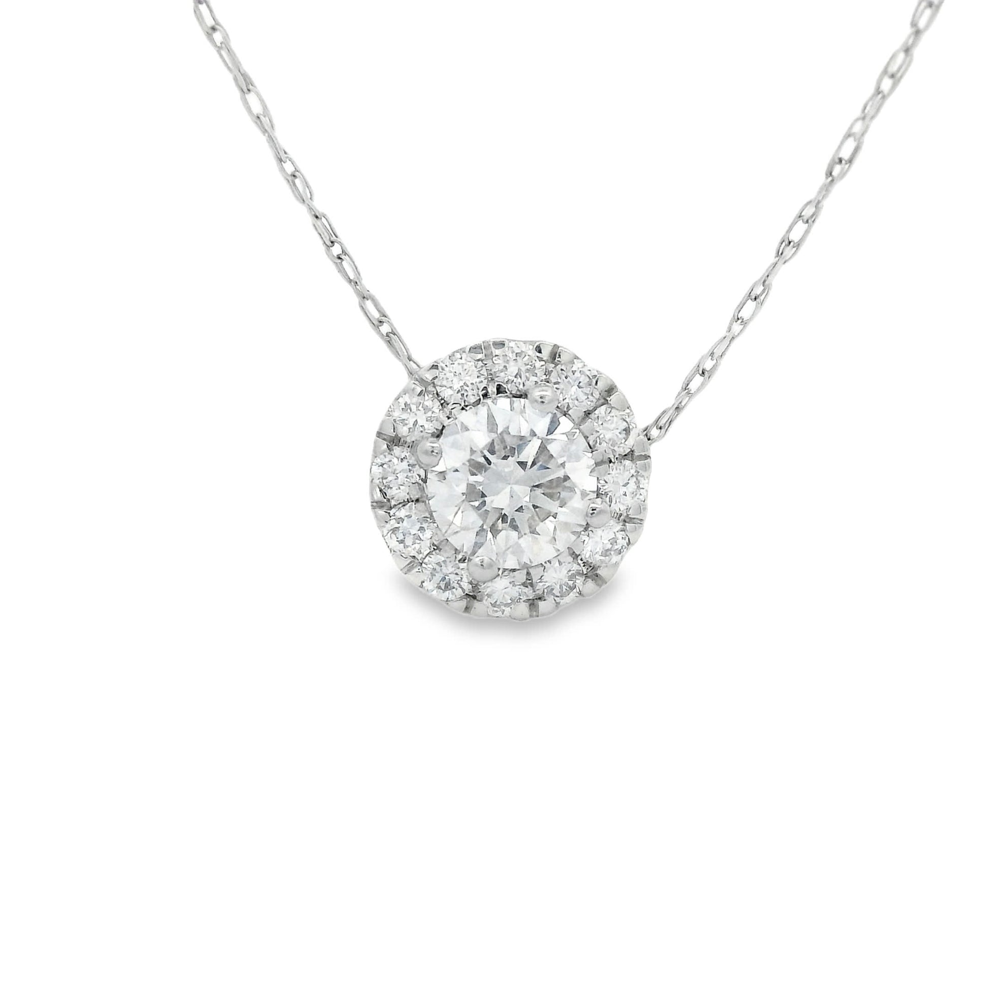 Lab-Created Diamond 14K Gold Halo Pendant 1/2 Carats
