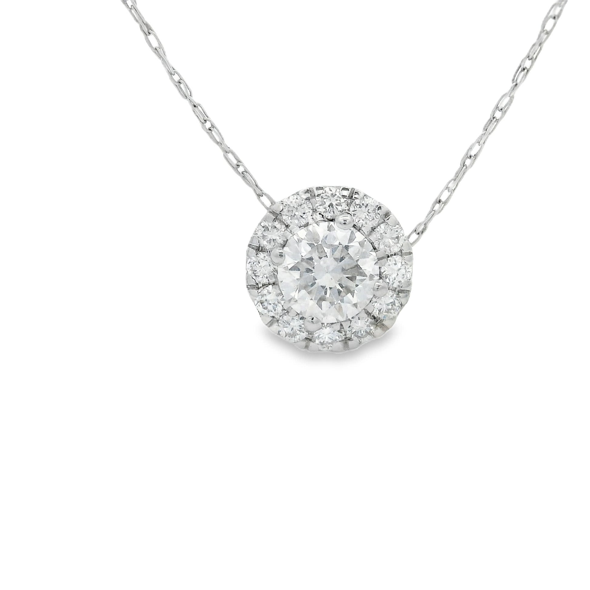 Lab-Created Diamond 14K Gold Halo Pendant 1/2 Carats