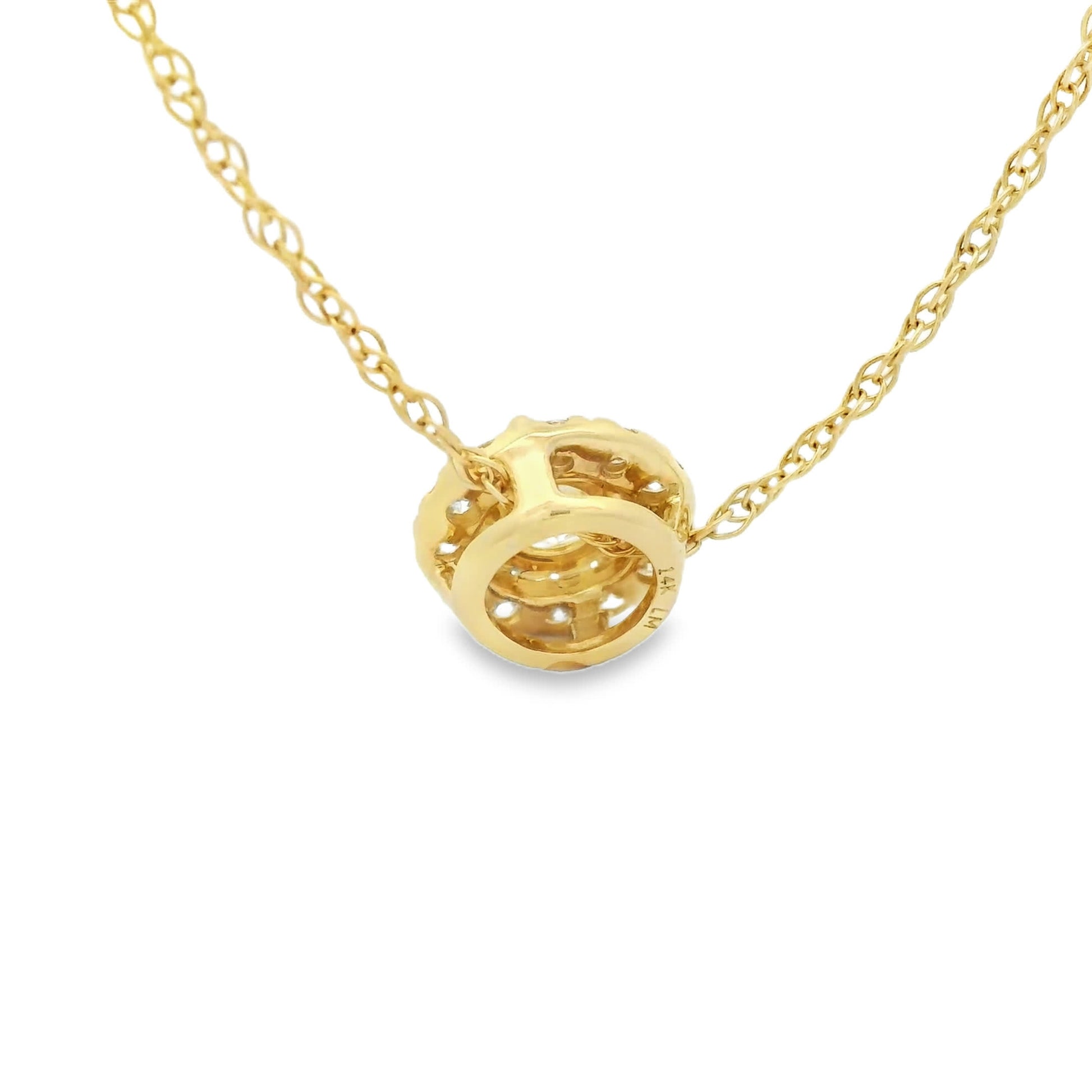 14K Lab Grown Diamond Halo Pendant Necklace