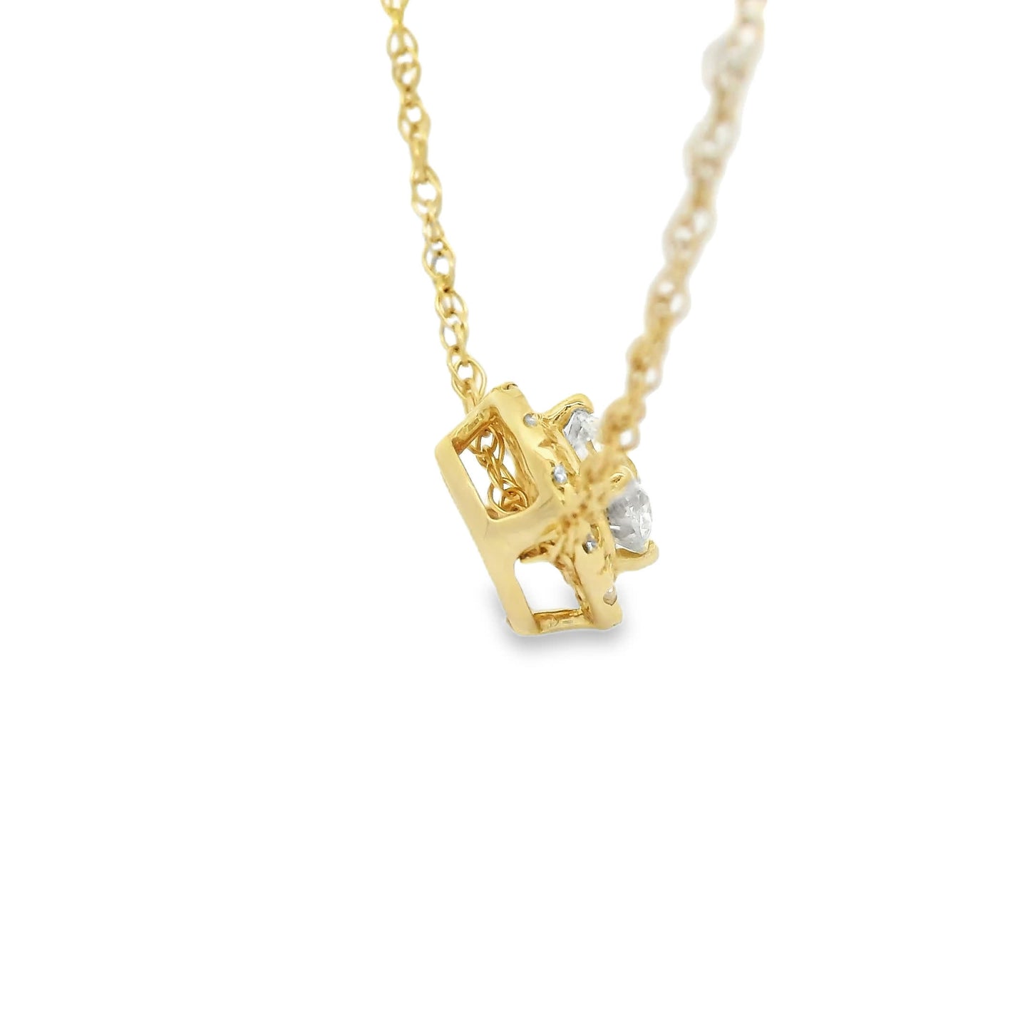14K Lab Grown Diamond Halo Pendant Necklace