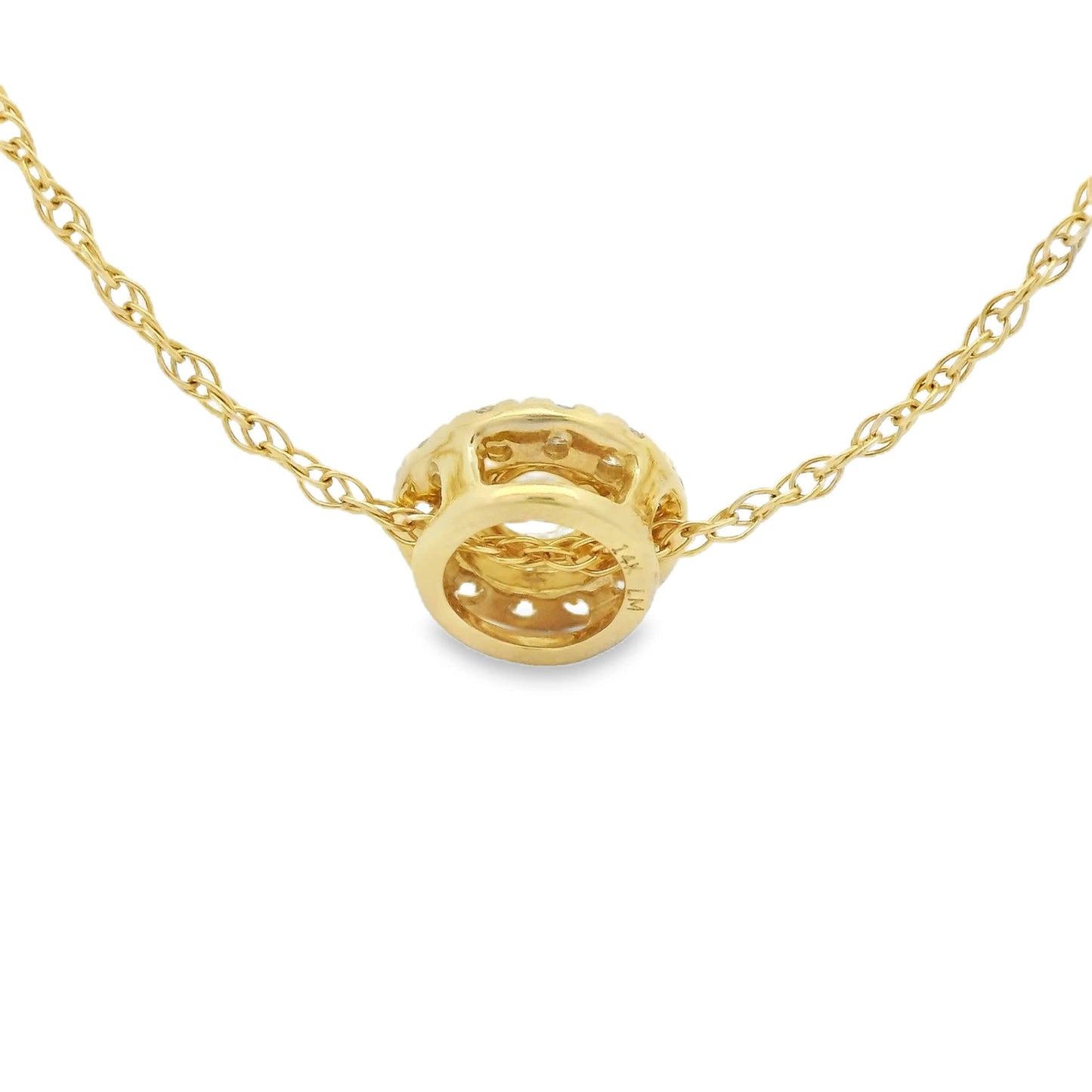 14K Lab Grown Diamond Halo Pendant Necklace
