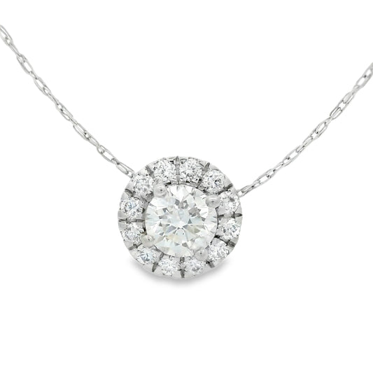 14K Lab Grown Diamond Halo Pendant Necklace