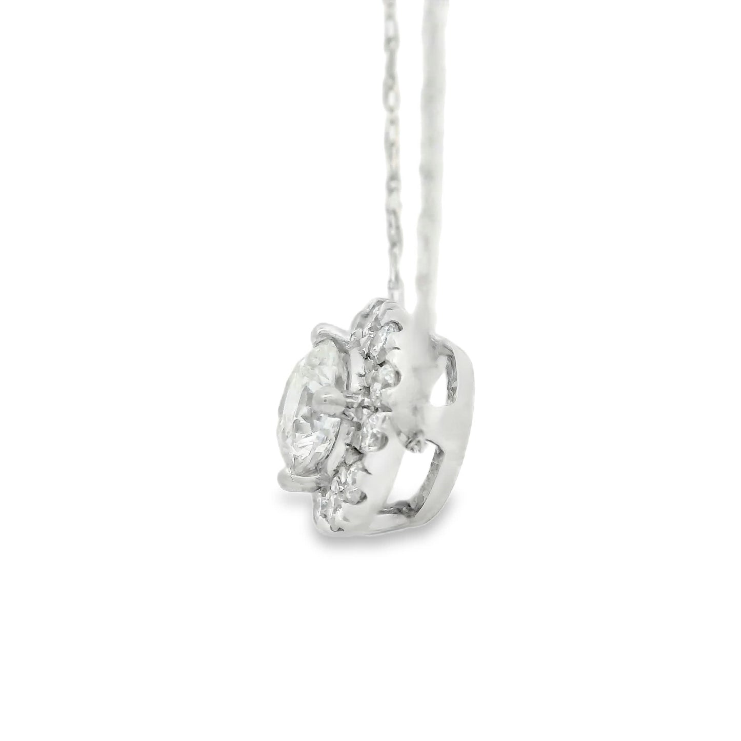 14K Lab Grown Diamond Halo Pendant Necklace