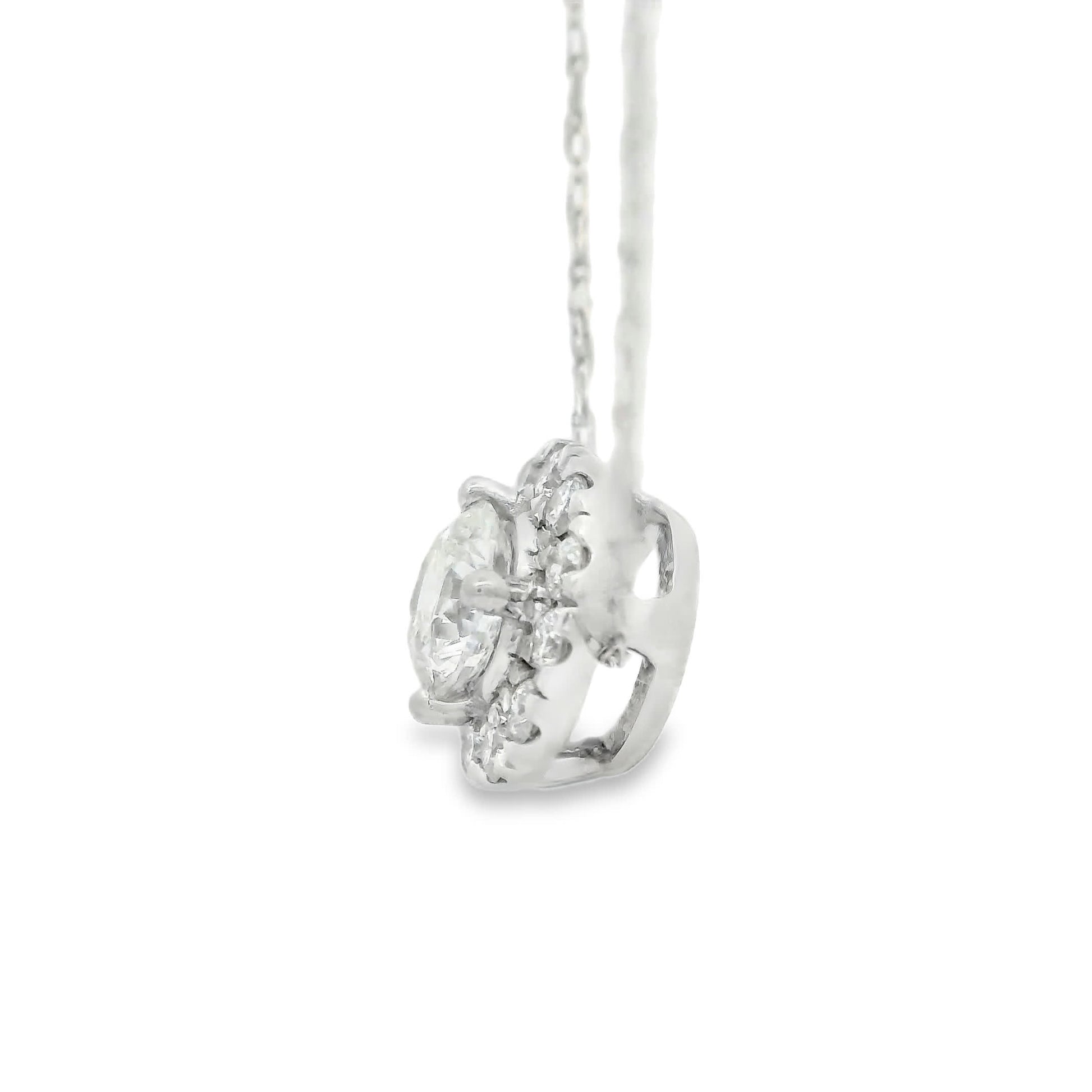 14K Lab Grown Diamond Halo Pendant Necklace