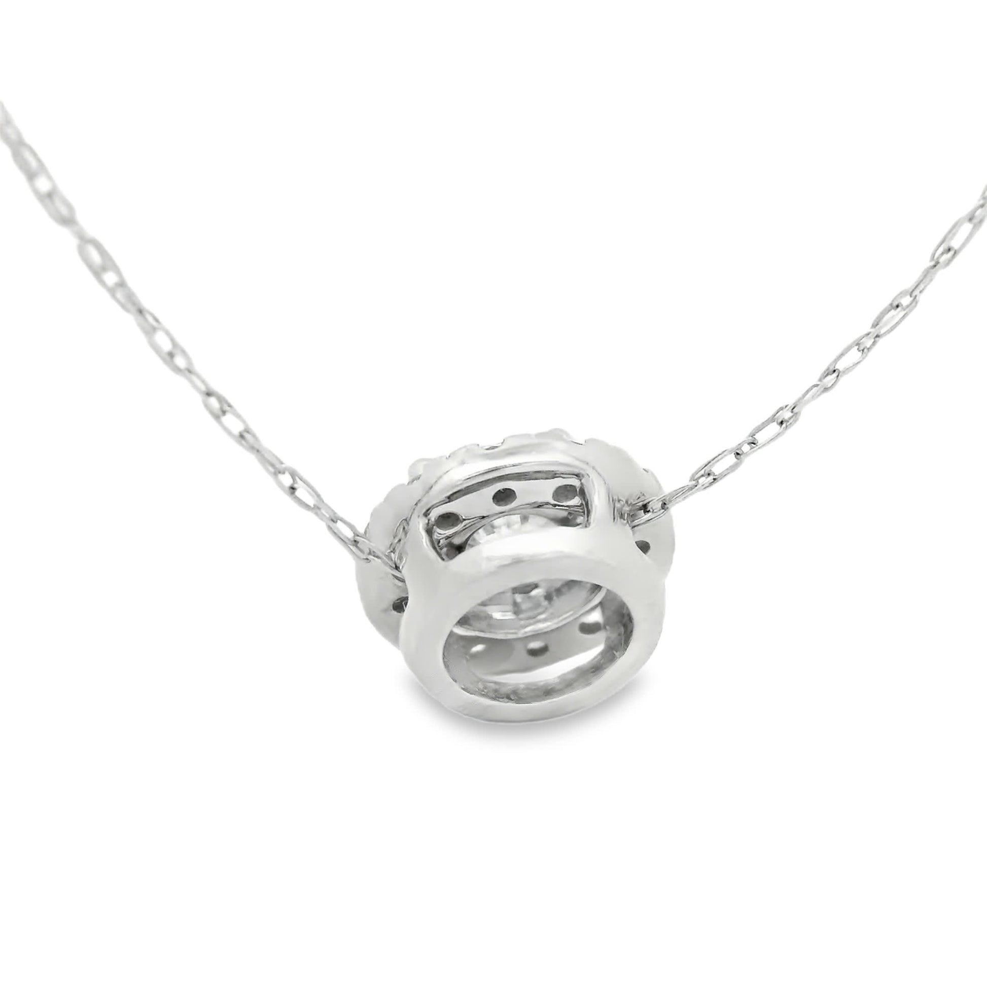 14K Lab Grown Diamond Halo Pendant Necklace