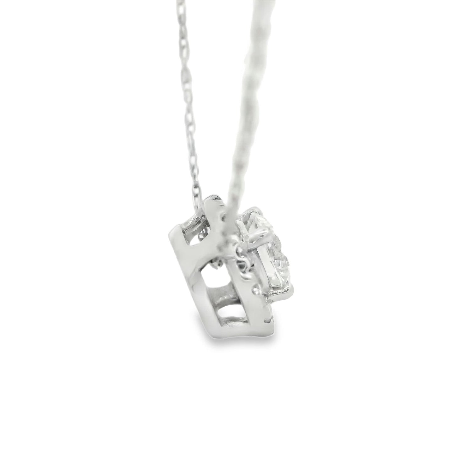 14K Lab Grown Diamond Halo Pendant Necklace
