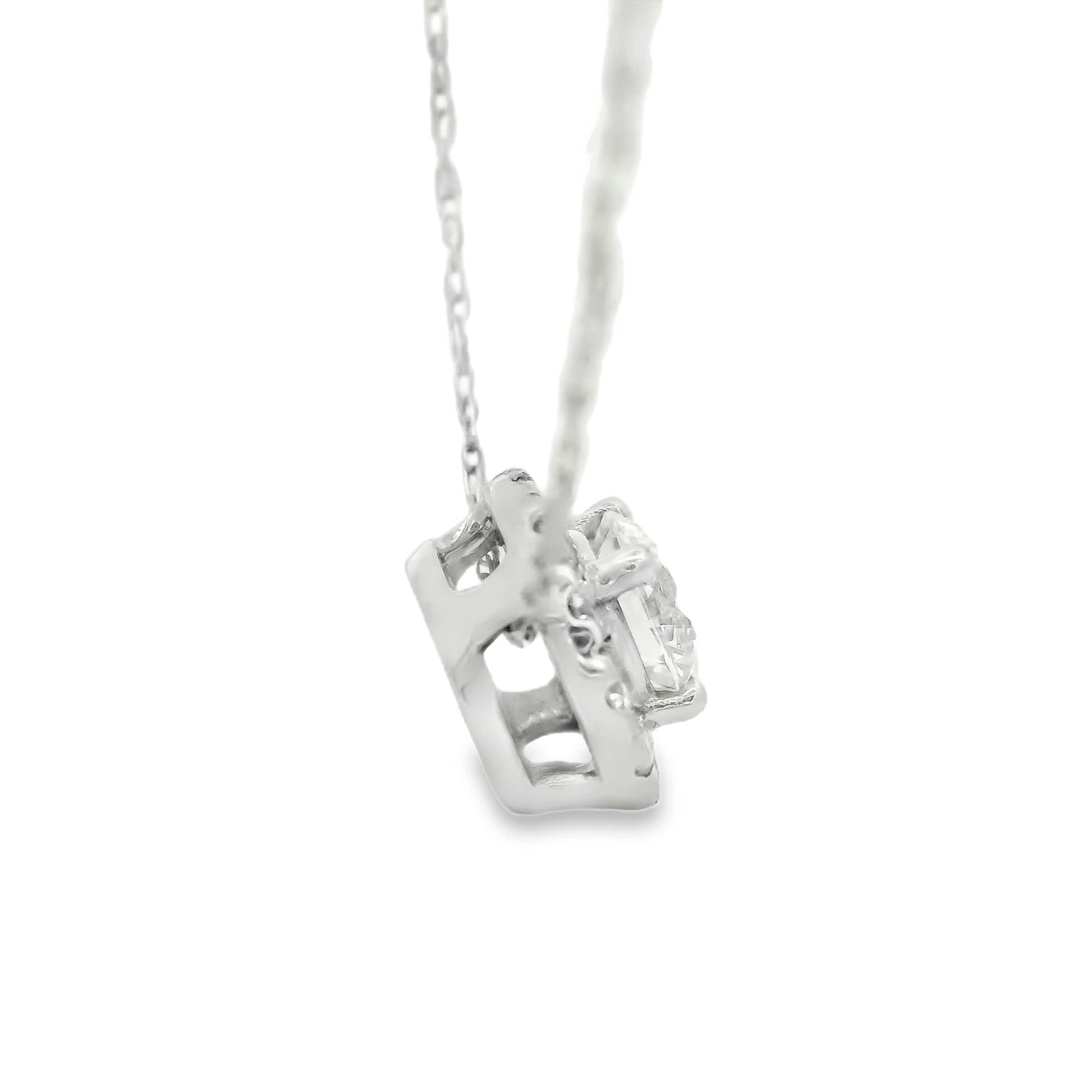 14K Lab Grown Diamond Halo Pendant Necklace